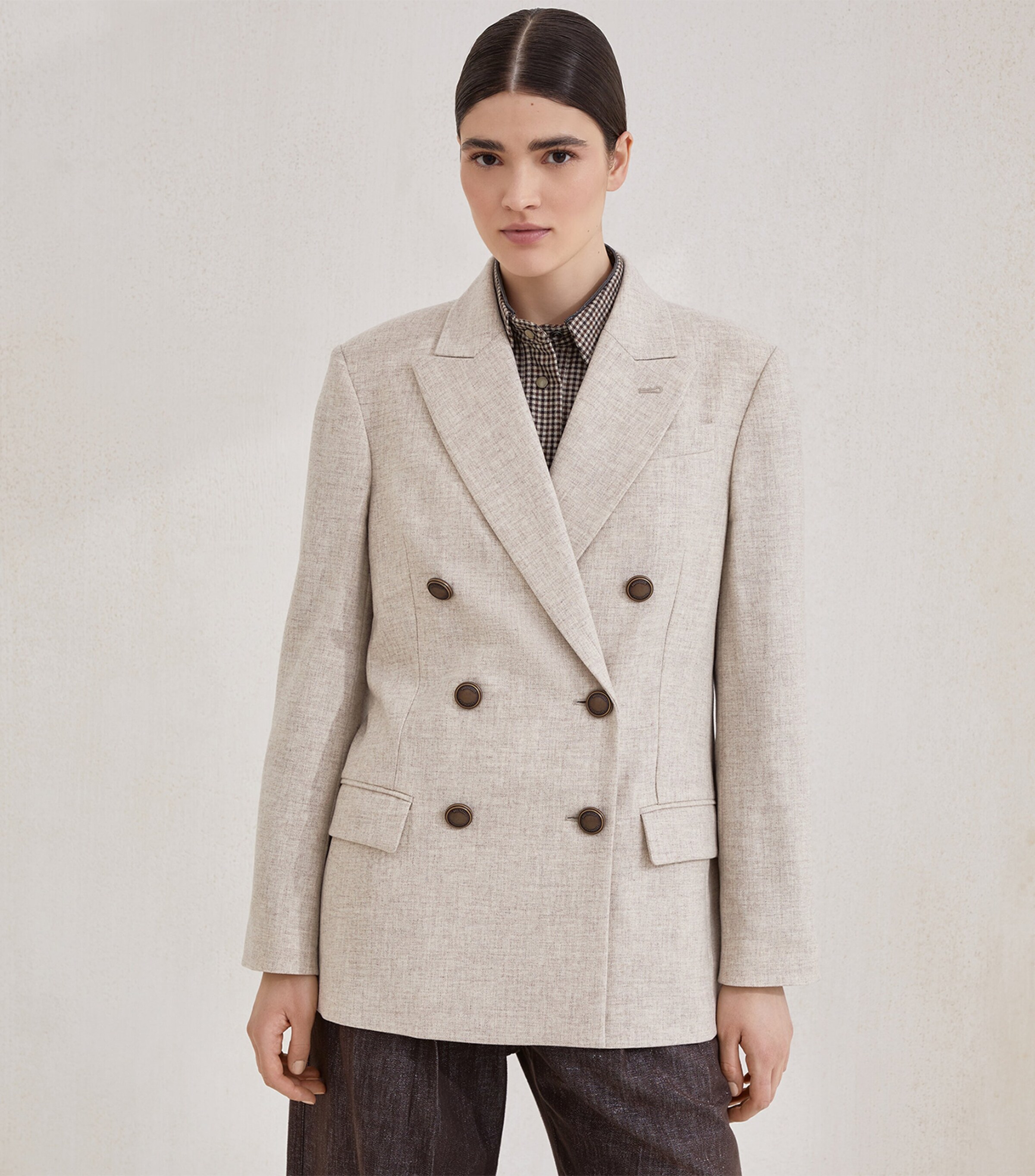 Brunello Cucinelli Womens Virgin Wool-Cashmere Twill Flannel Blazer Image 2