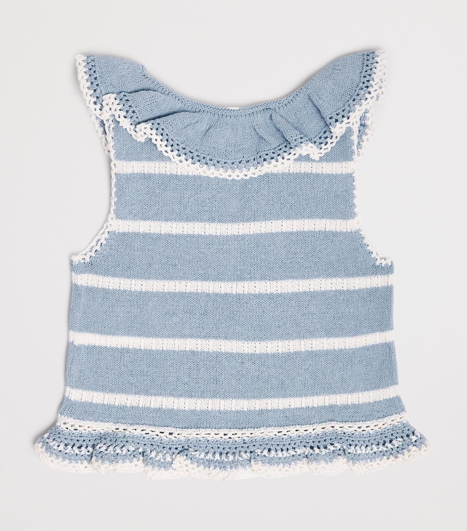 Zimmermann Kids Knitted Stripe Indra Top (2-12 Years) Blue/ecru Image 2