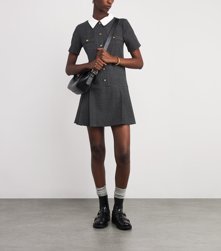 Tweed Embellished Mini Dress GREY / BROWN Image 2