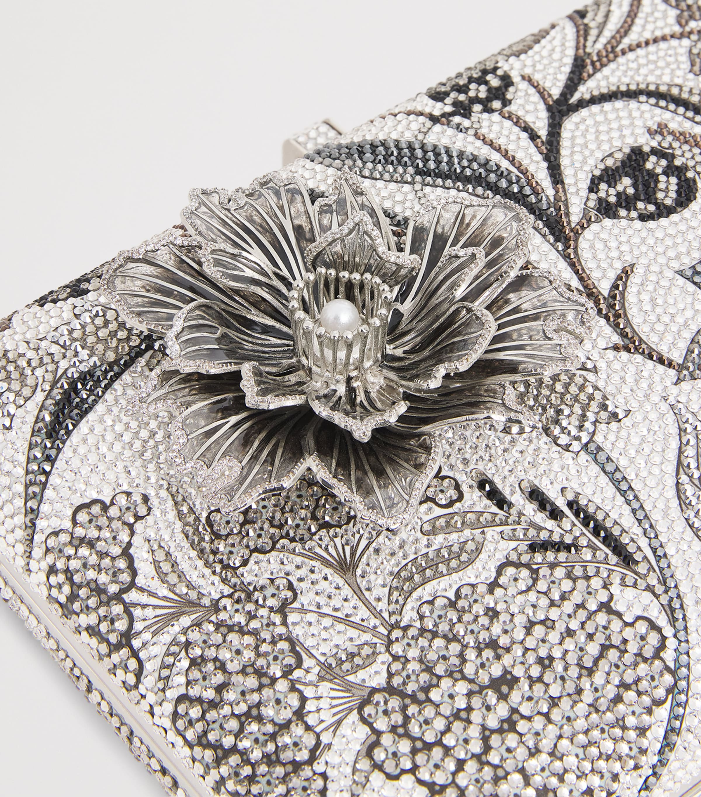 Judith Leiber Dancing Floral Slim Slide Clutch Bag Srhmt Slvr Rhine Mlt Image 6
