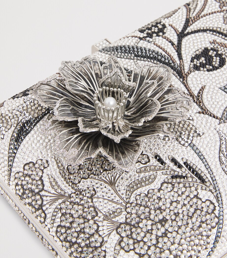 Judith Leiber Dancing Floral Slim Slide Clutch Bag Srhmt Slvr Rhine Mlt Image 6