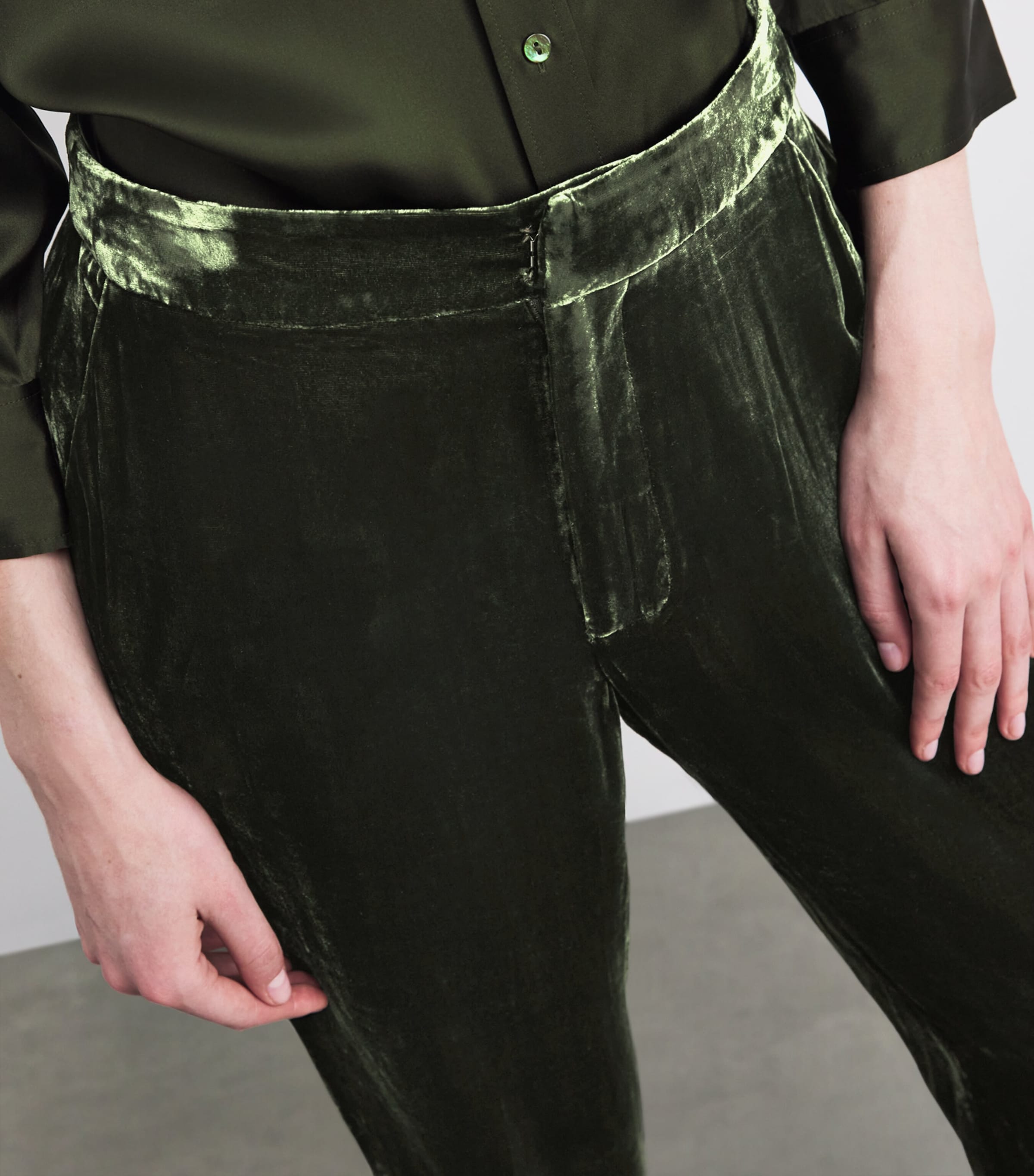 Velvet Rebel Straight Trousers DEEP OLIVE DEOL Image 6