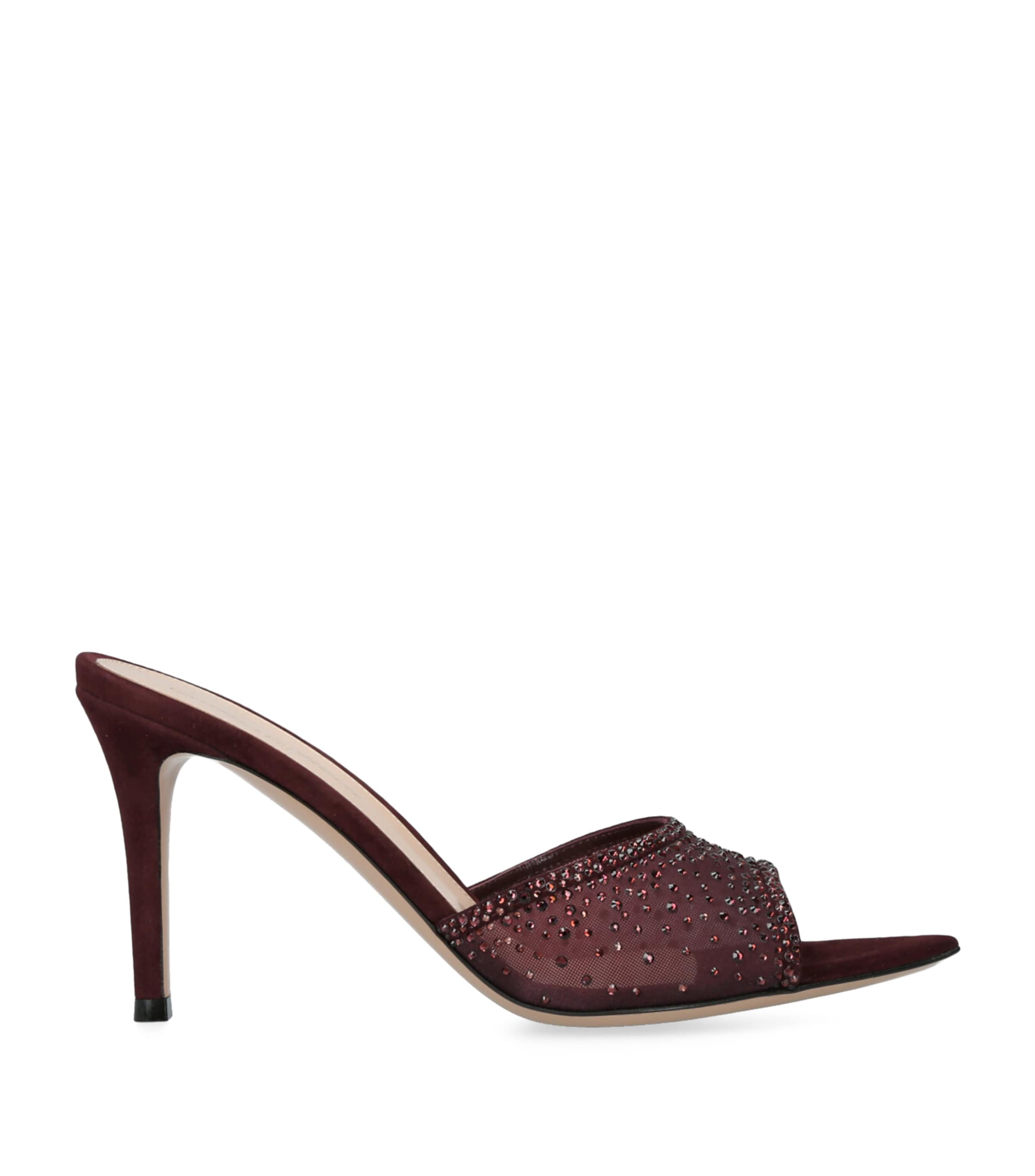 Gianvito Rossi Suede Embellished Rania Mules 85