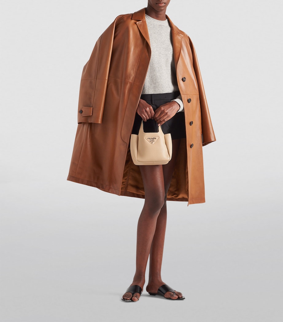 Mini Leather Bucket Bag F02YP Image 5