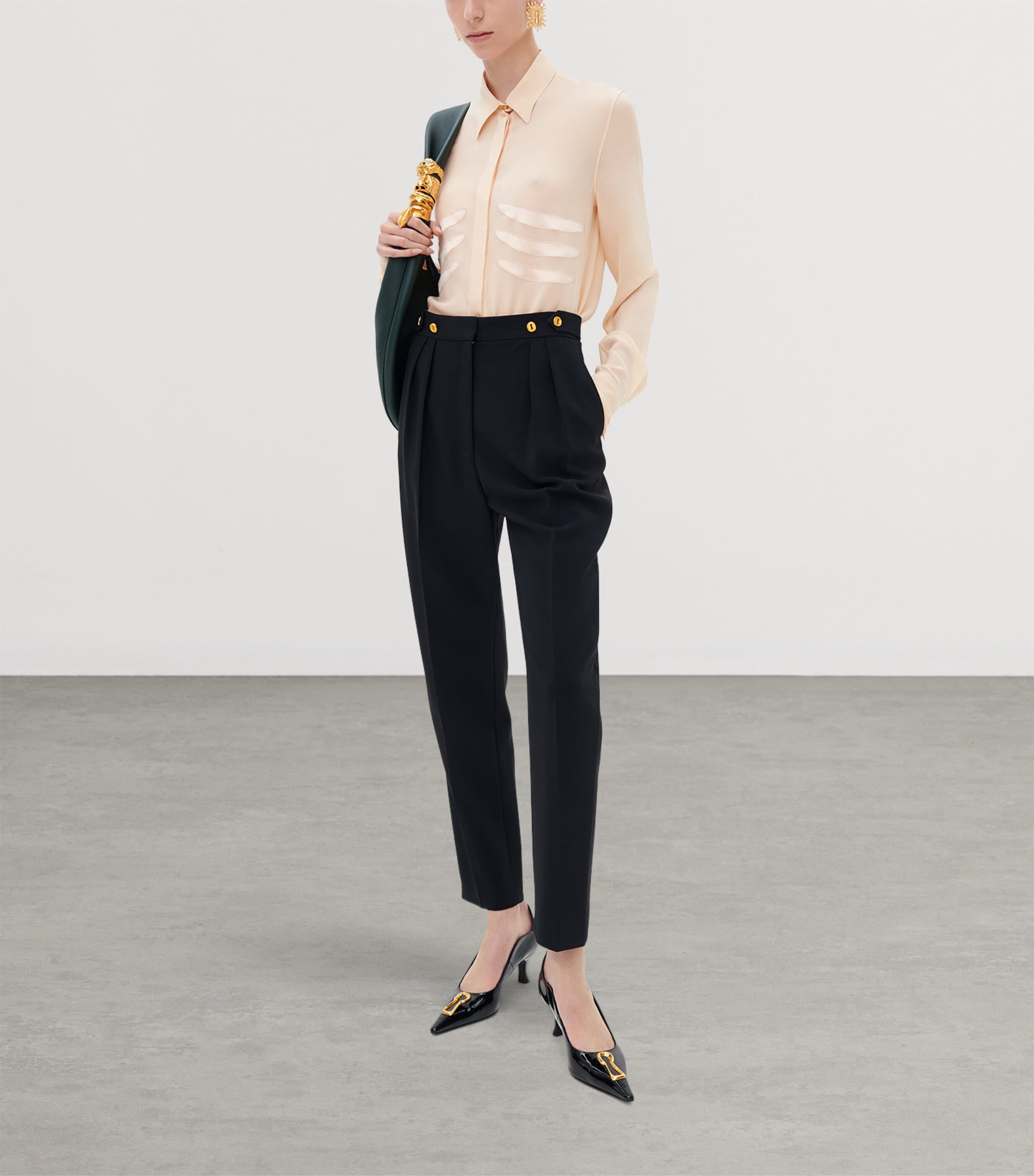 Schiaparelli Womens Silk Trompe-l'Oeil Skeleton Shirt Ecru Image 2
