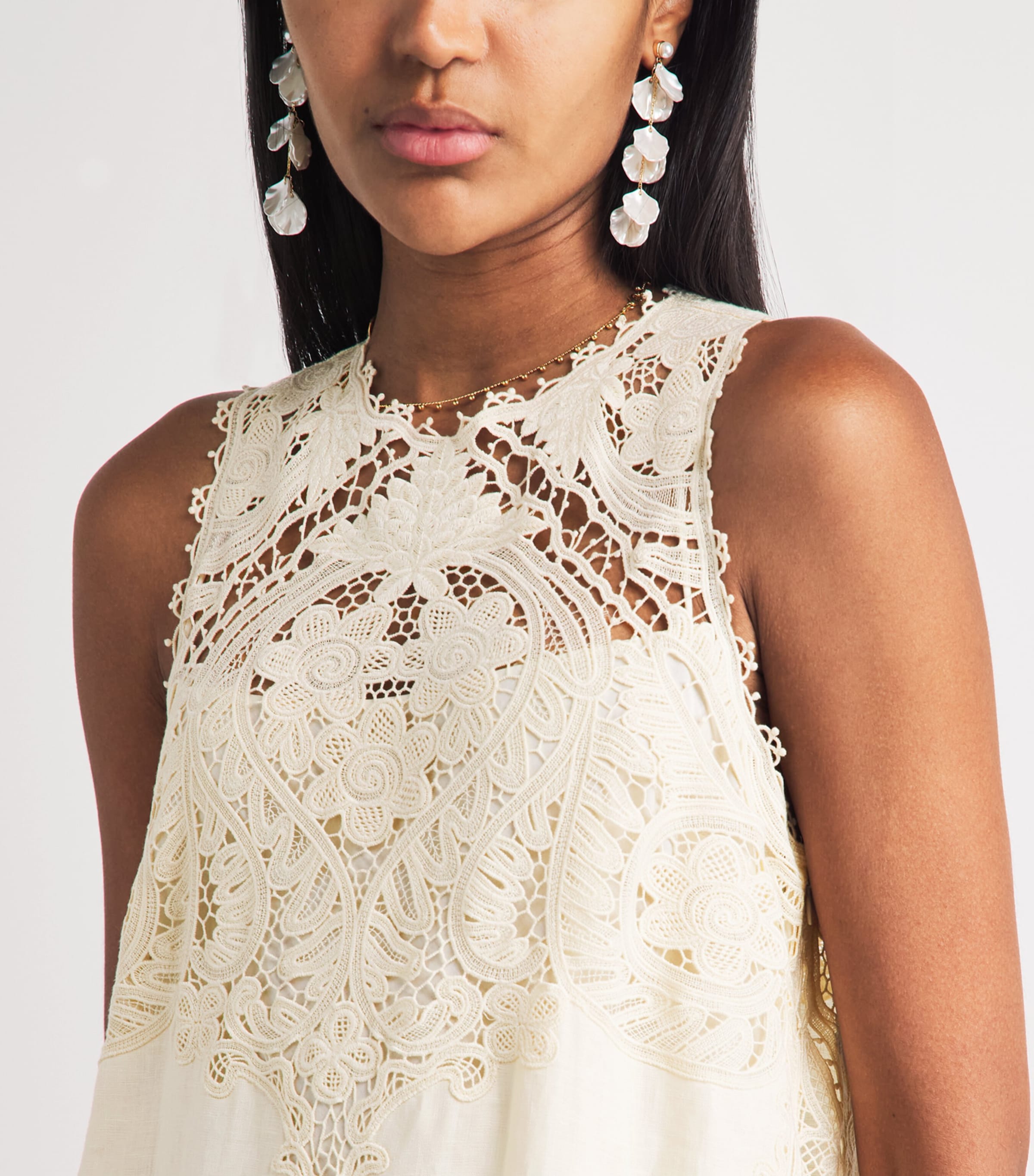 Ulla Johnson Womens Linen Embroidered Coralite Midi Dress Ivory Image 3