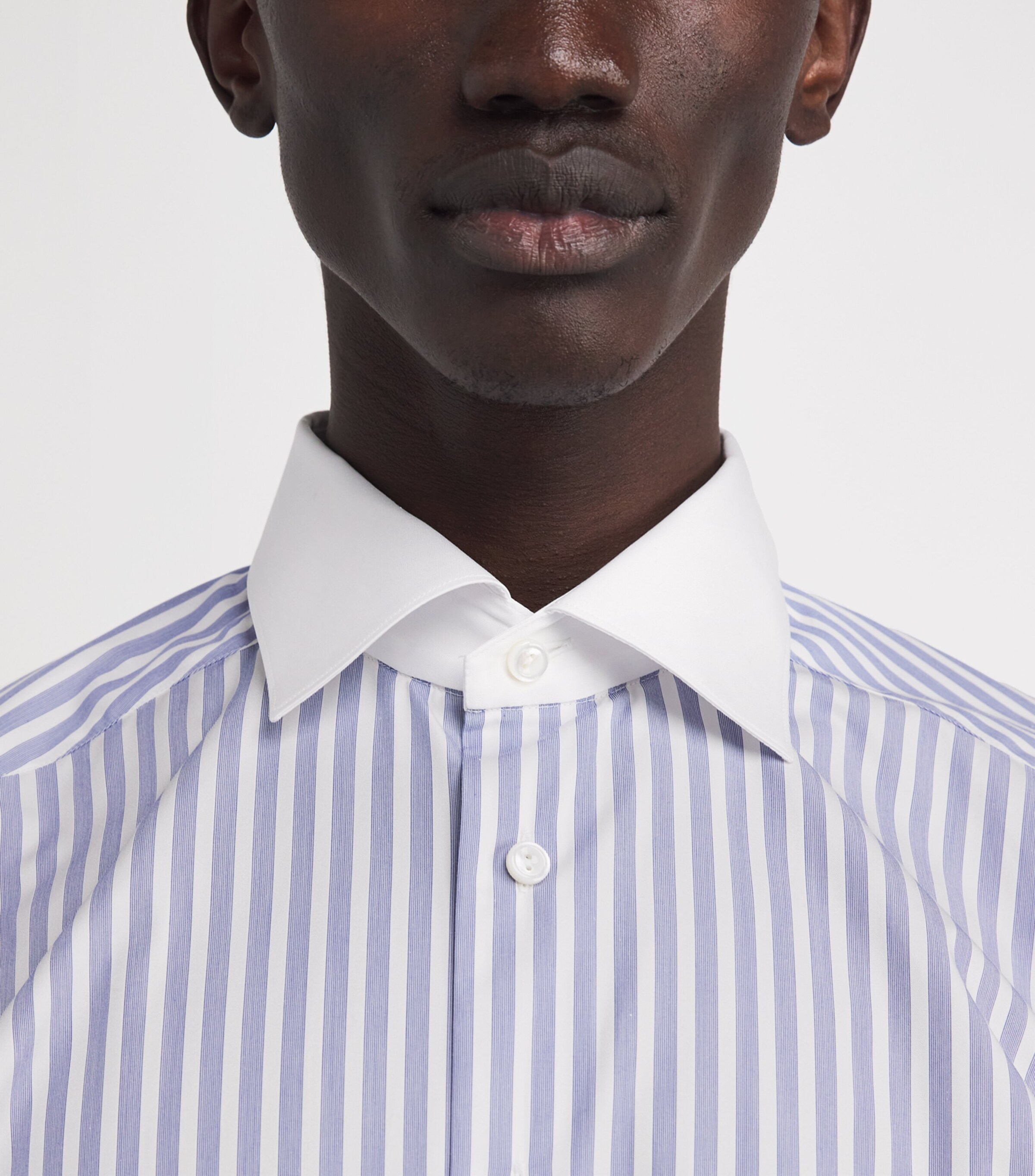 Eton Mens Supima Cotton Twill Bengal Stripe Shirt White Image 6