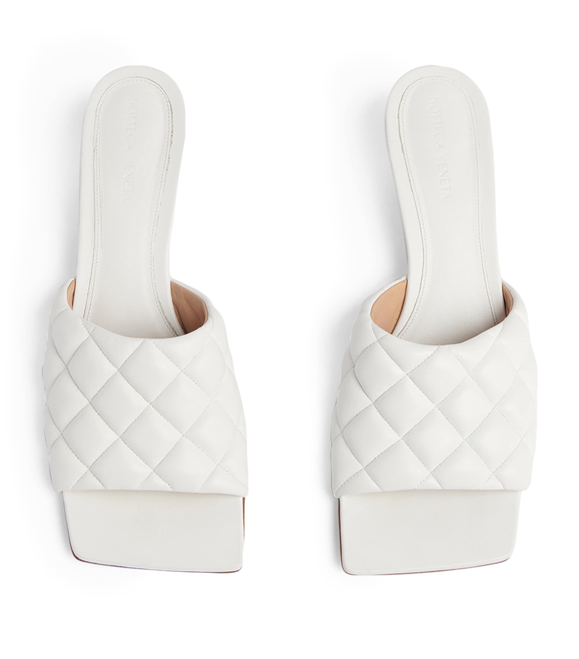 Bottega Veneta Leather Quilted Mules 45 Optic White Image 3