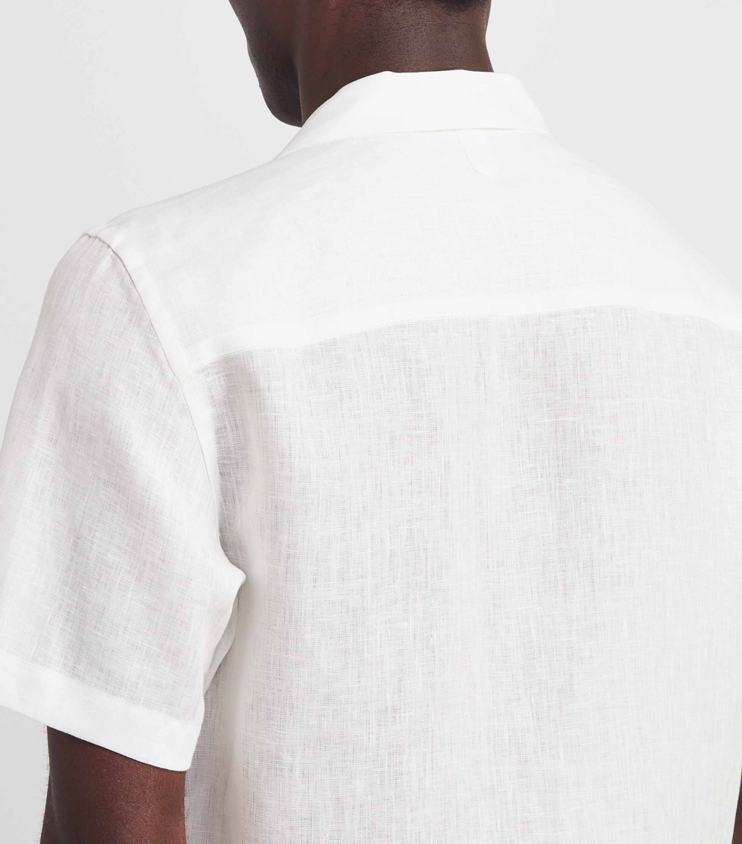 Canali Mens Linen Notched-Collar Shirt Image 6