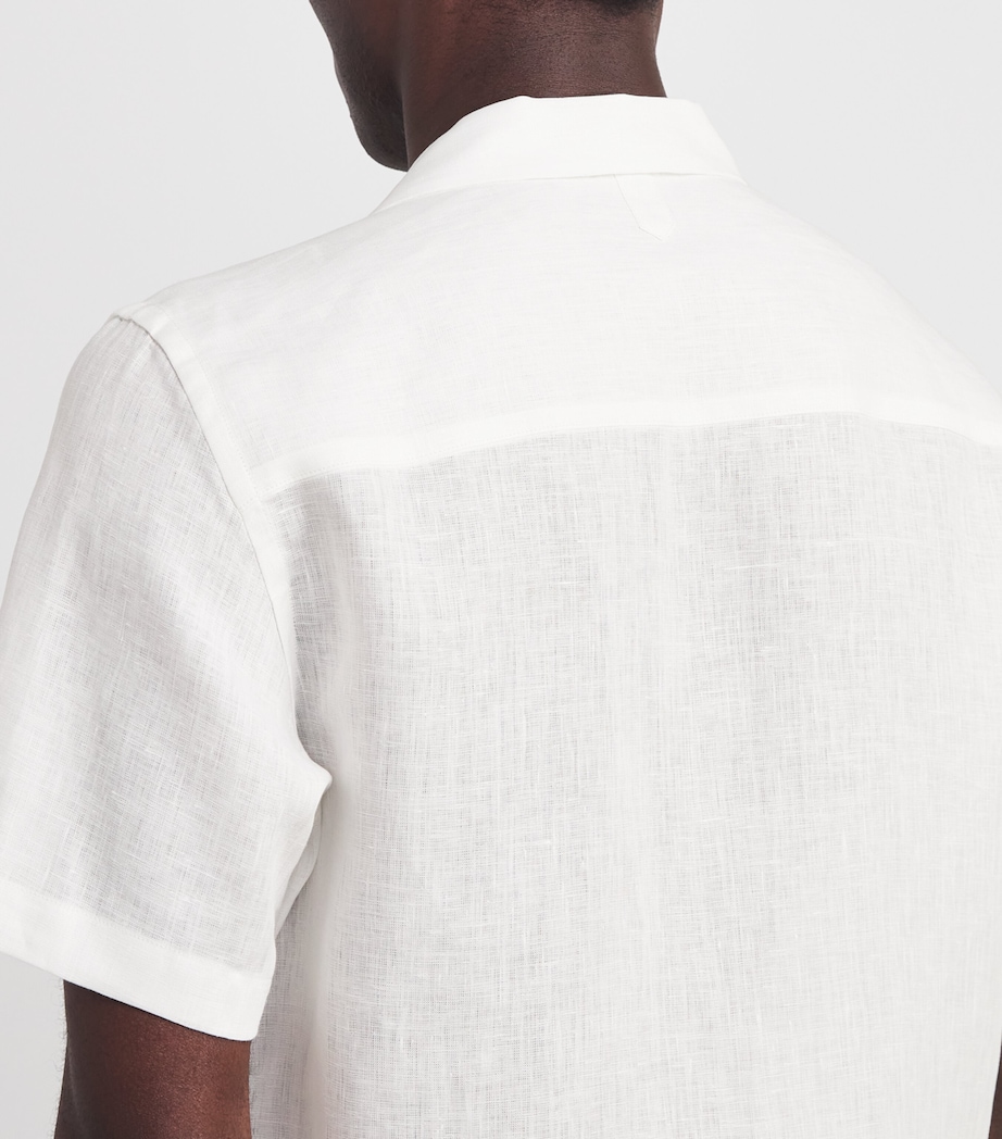 Canali Mens Linen Notched-Collar Shirt Image 6