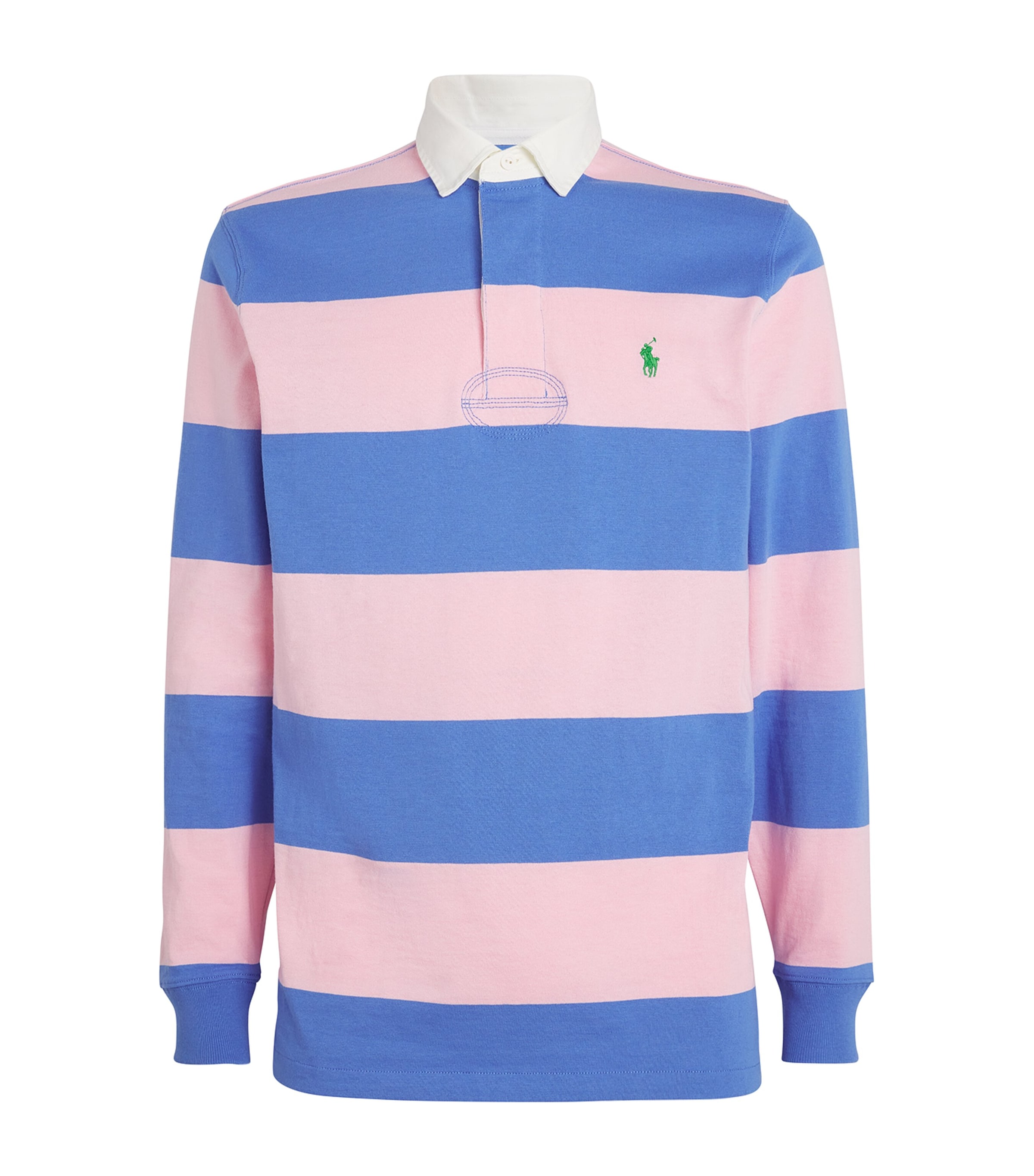 Polo Ralph Lauren Mens Rugby Striped Cotton-jersey Polo Shirt Pink Xxl In Pink