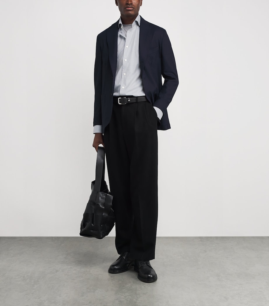 Cotton Twill Melange Check Shirt 24MID BLUE Image 2