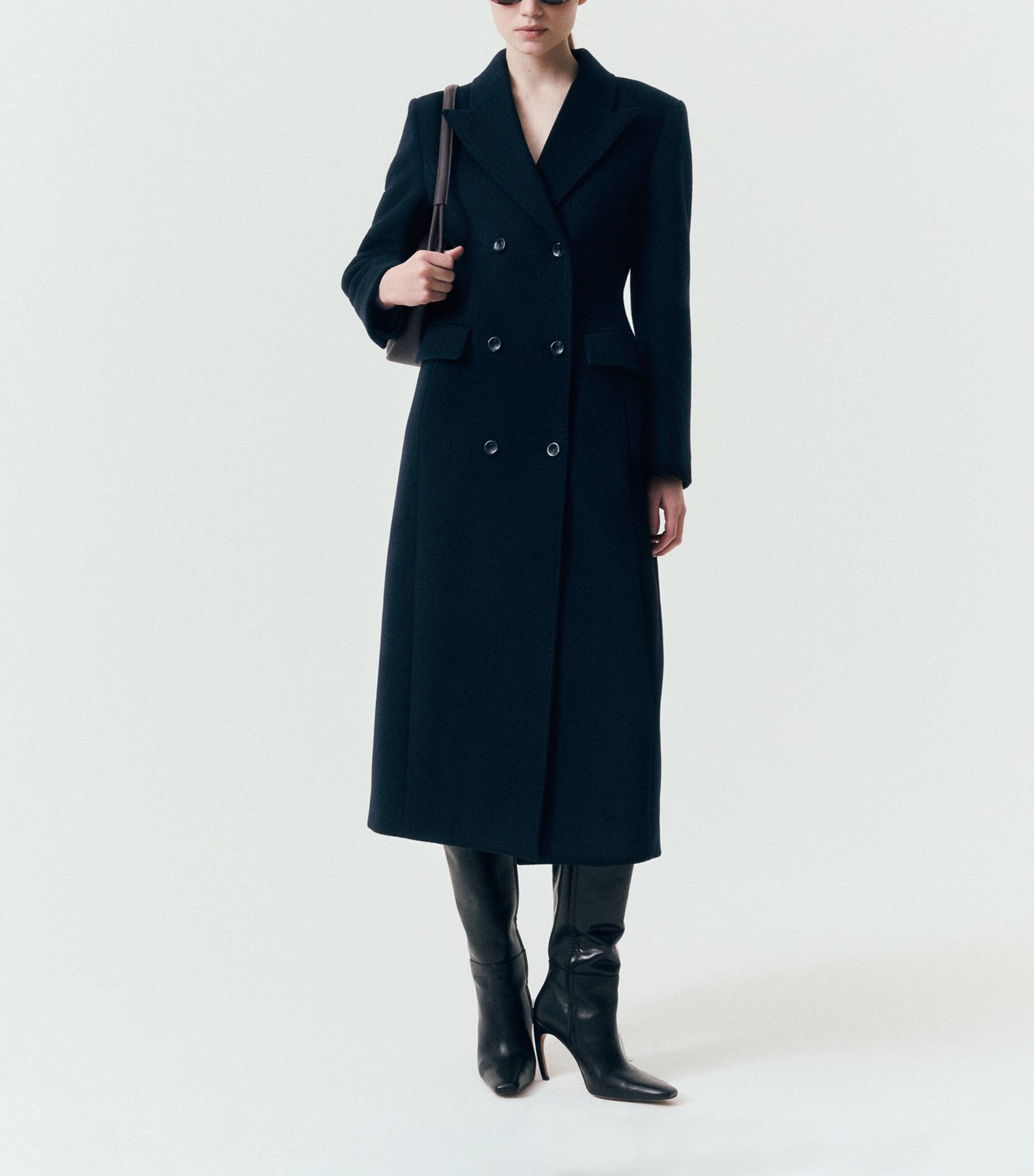 Marella Womens Wool Double-Breasted Coat Navy Image 2