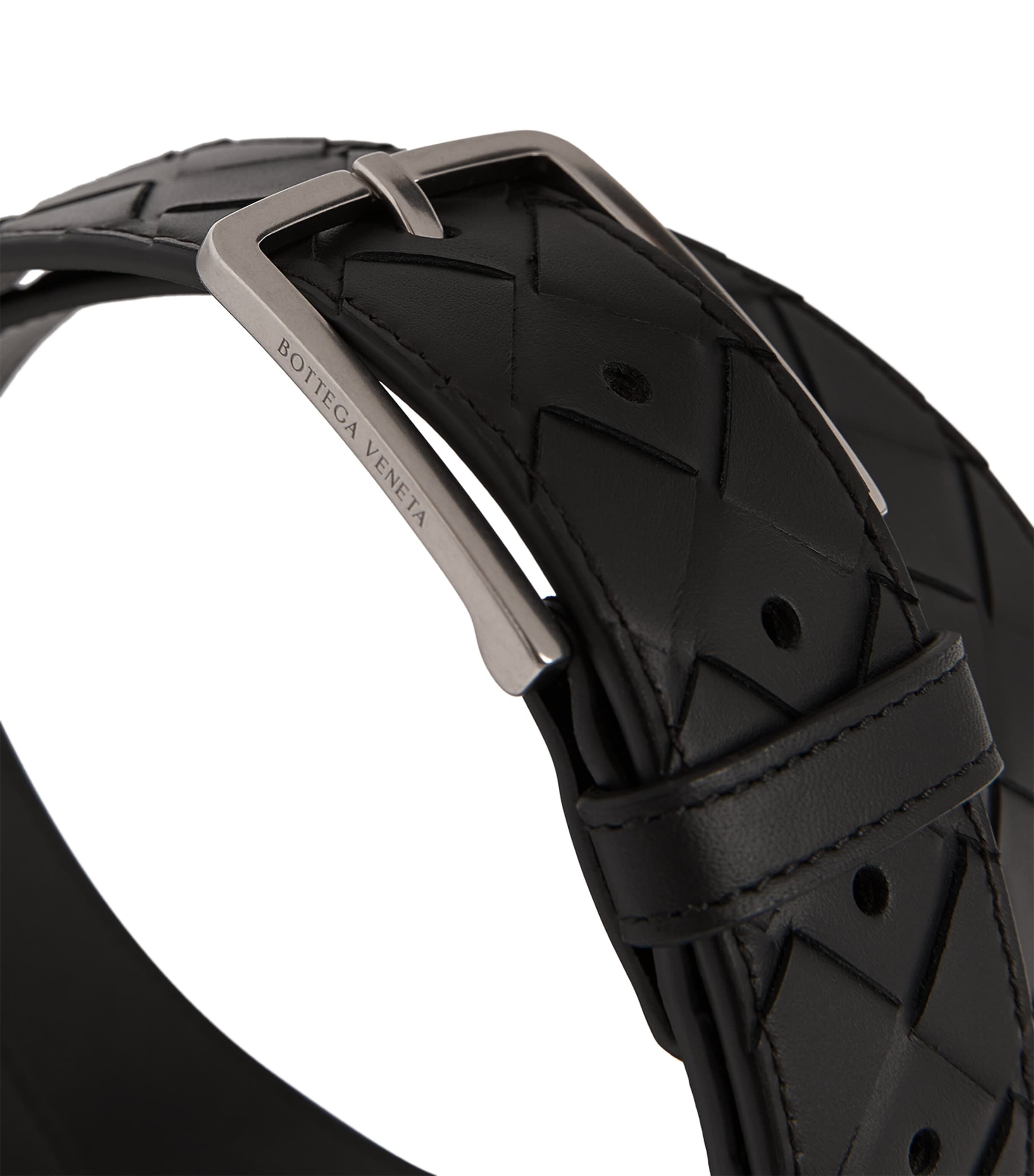 Leather Intrecciato Belt BLACK/BLACK/BLACK-SI Image 3