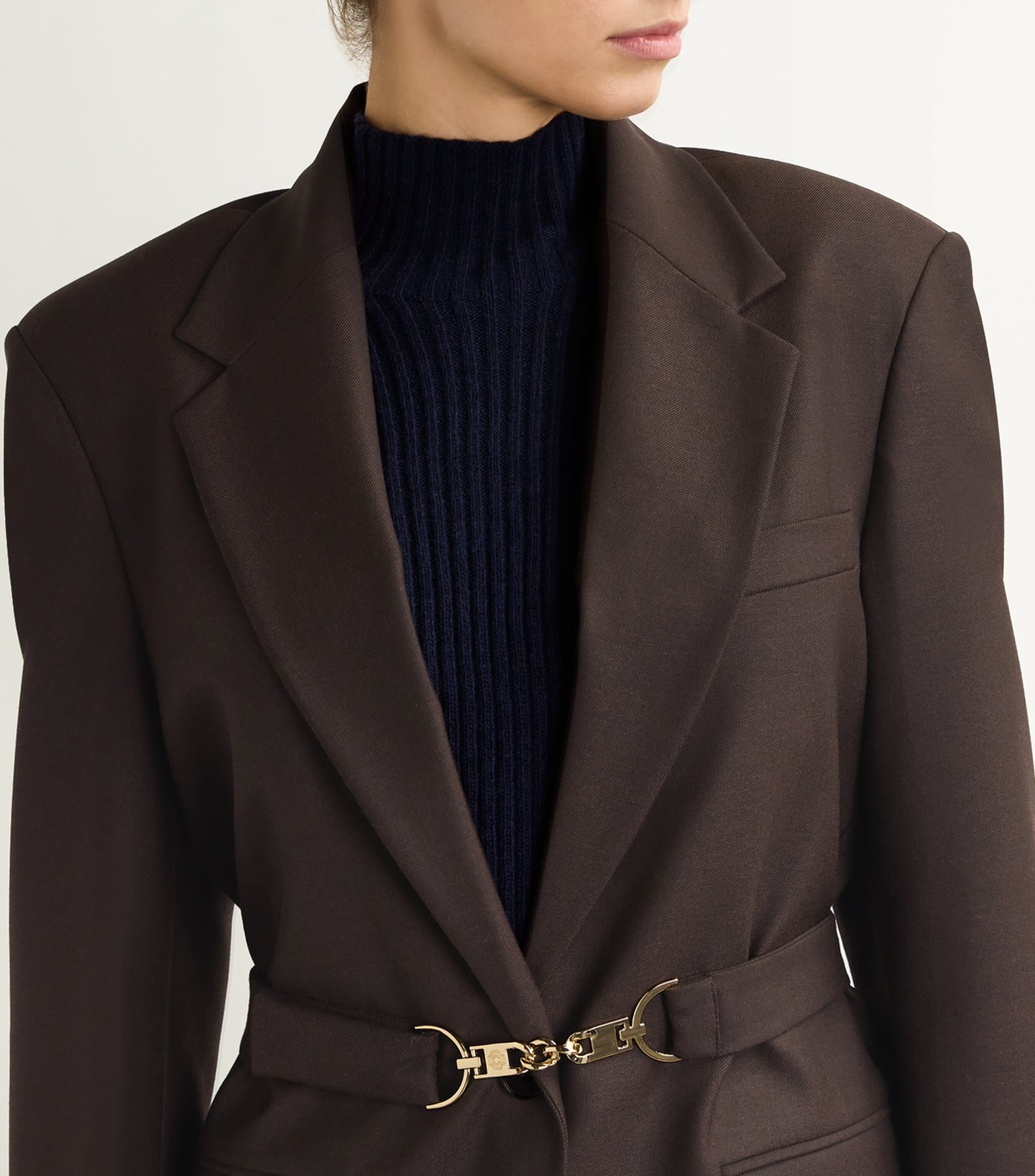 Chain-Detail Blazer BROWN Image 6