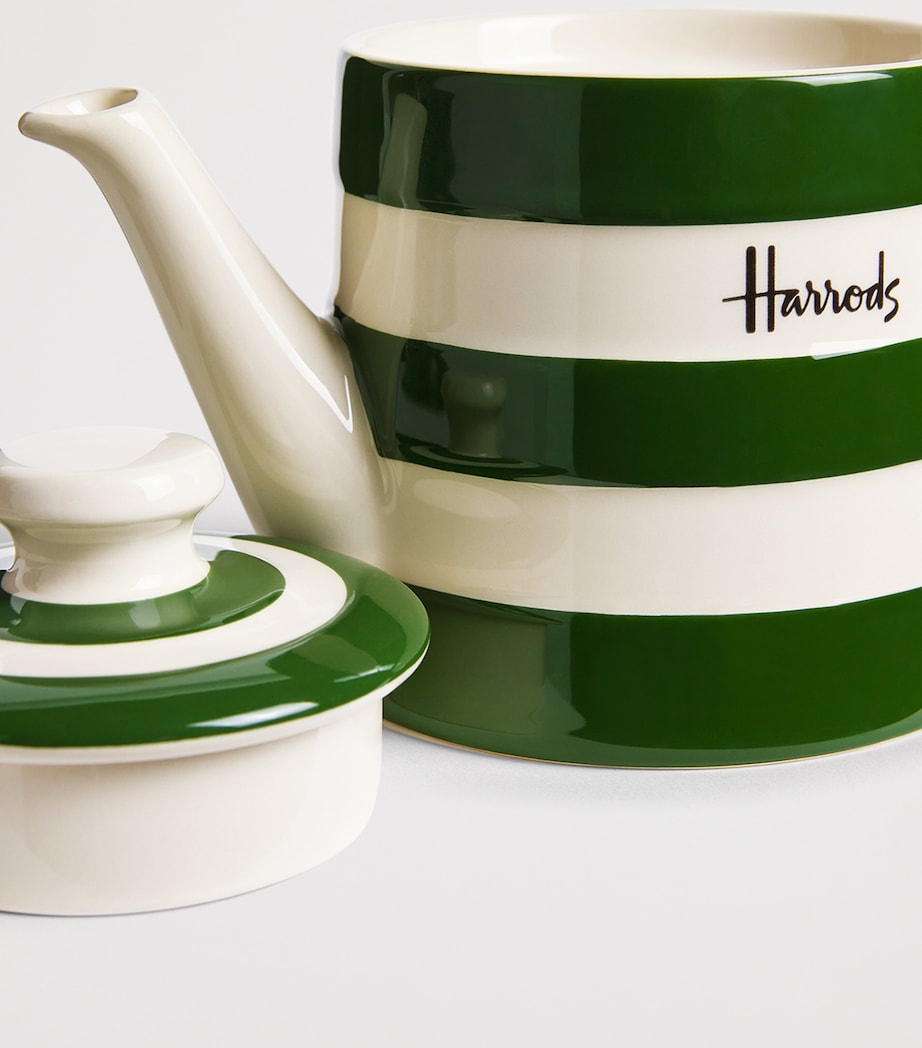 Harrods Cornish Stripe Teapot Green Image 3