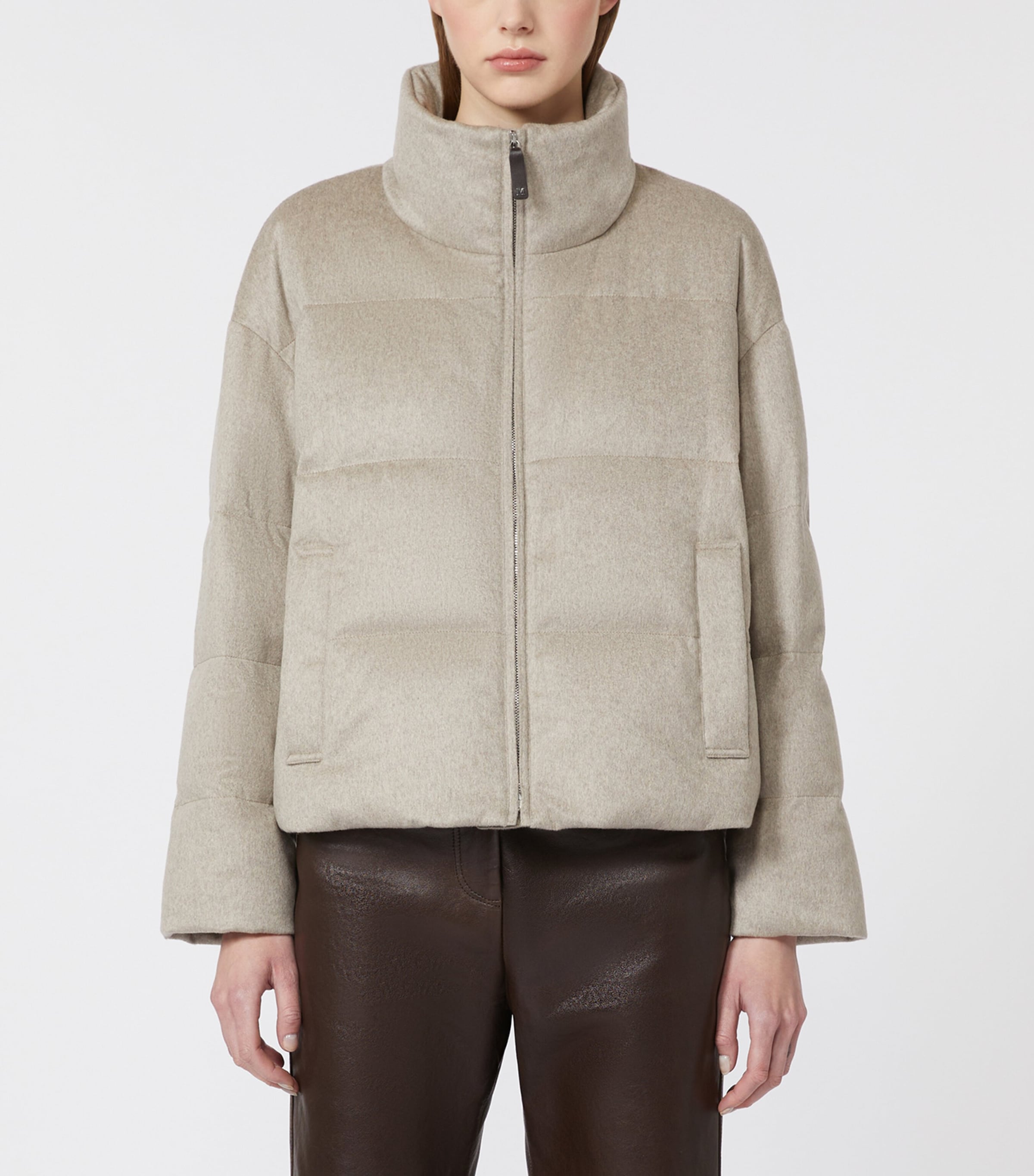 Cashmere Down Puffer Jacket SAND Image 3