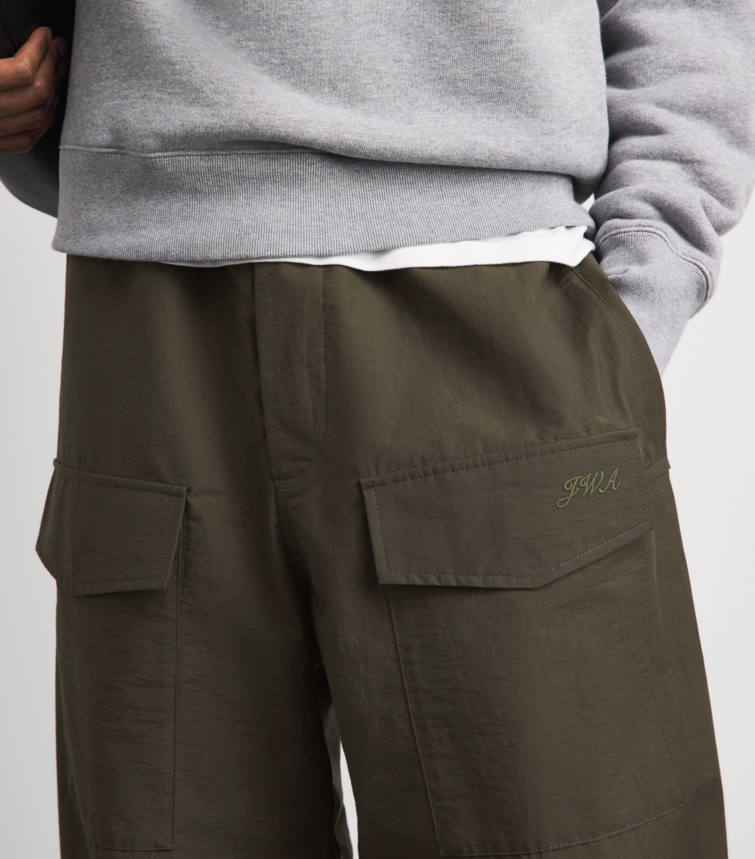 JW Anderson Mens Parachute Cargo Trousers Military Green Image 3