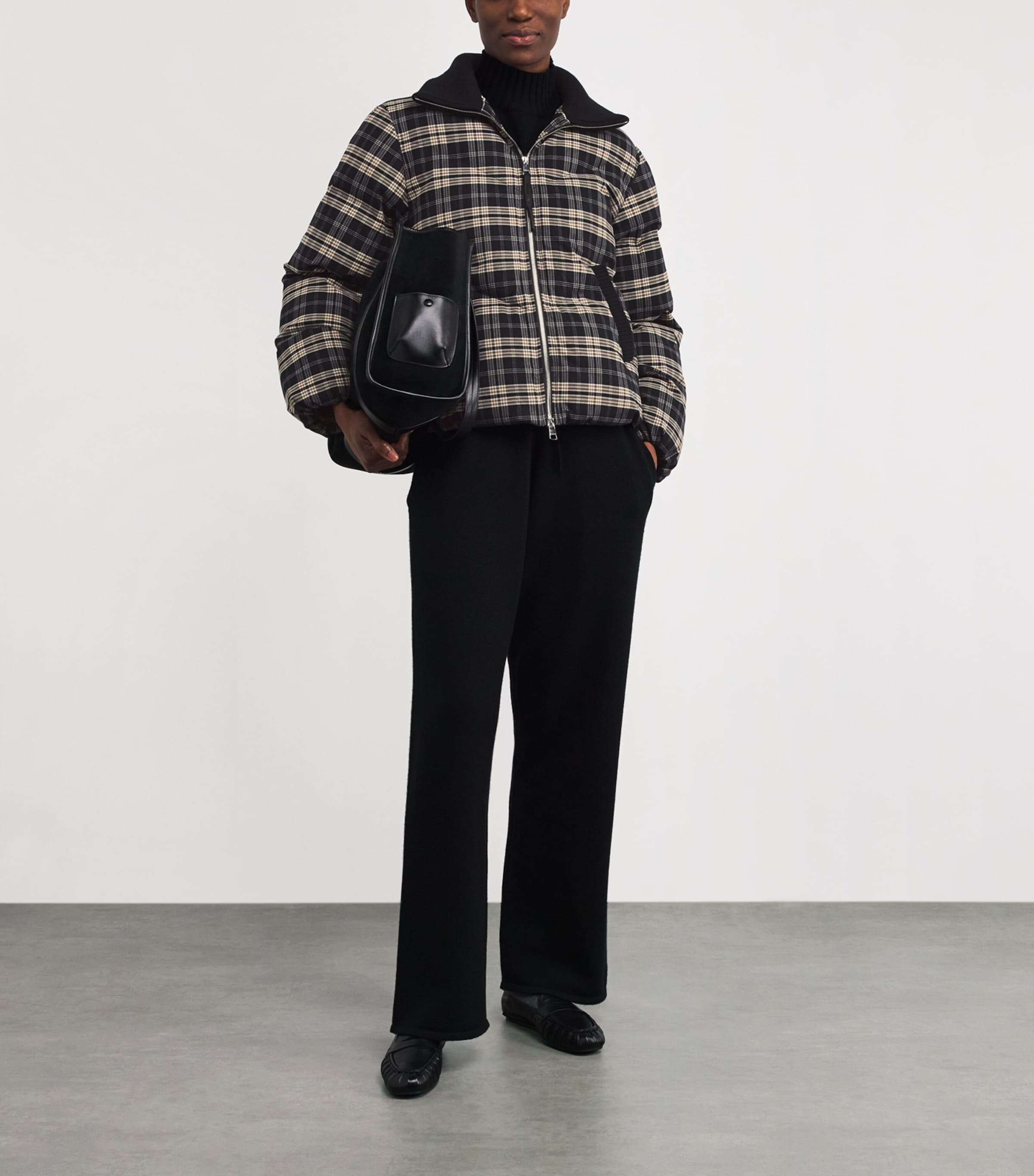 Brushed-Flannel Check Bryony Puffer Jacket NAVY CHECK Image 2