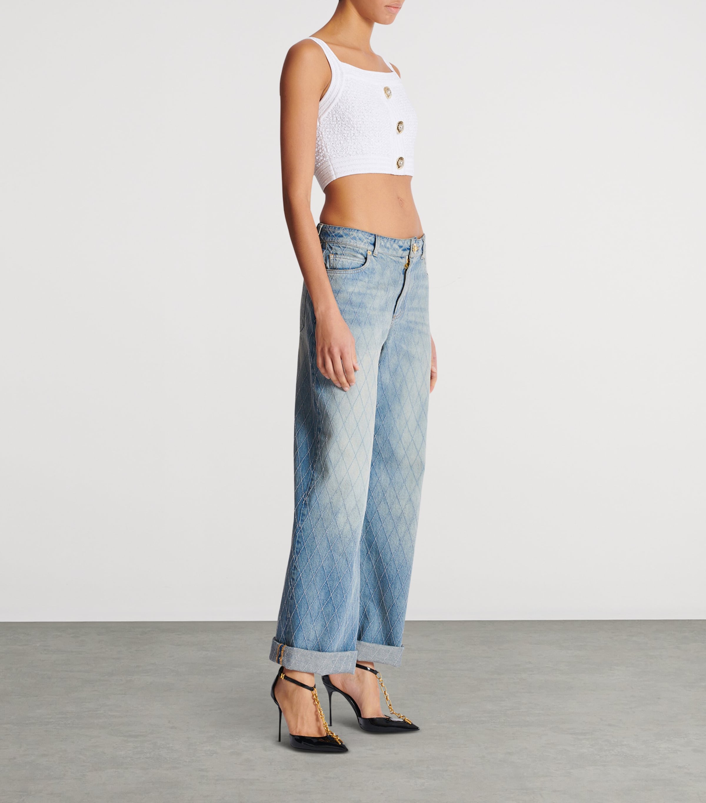 Tweed Crop Top 0FA BLANC Image 2