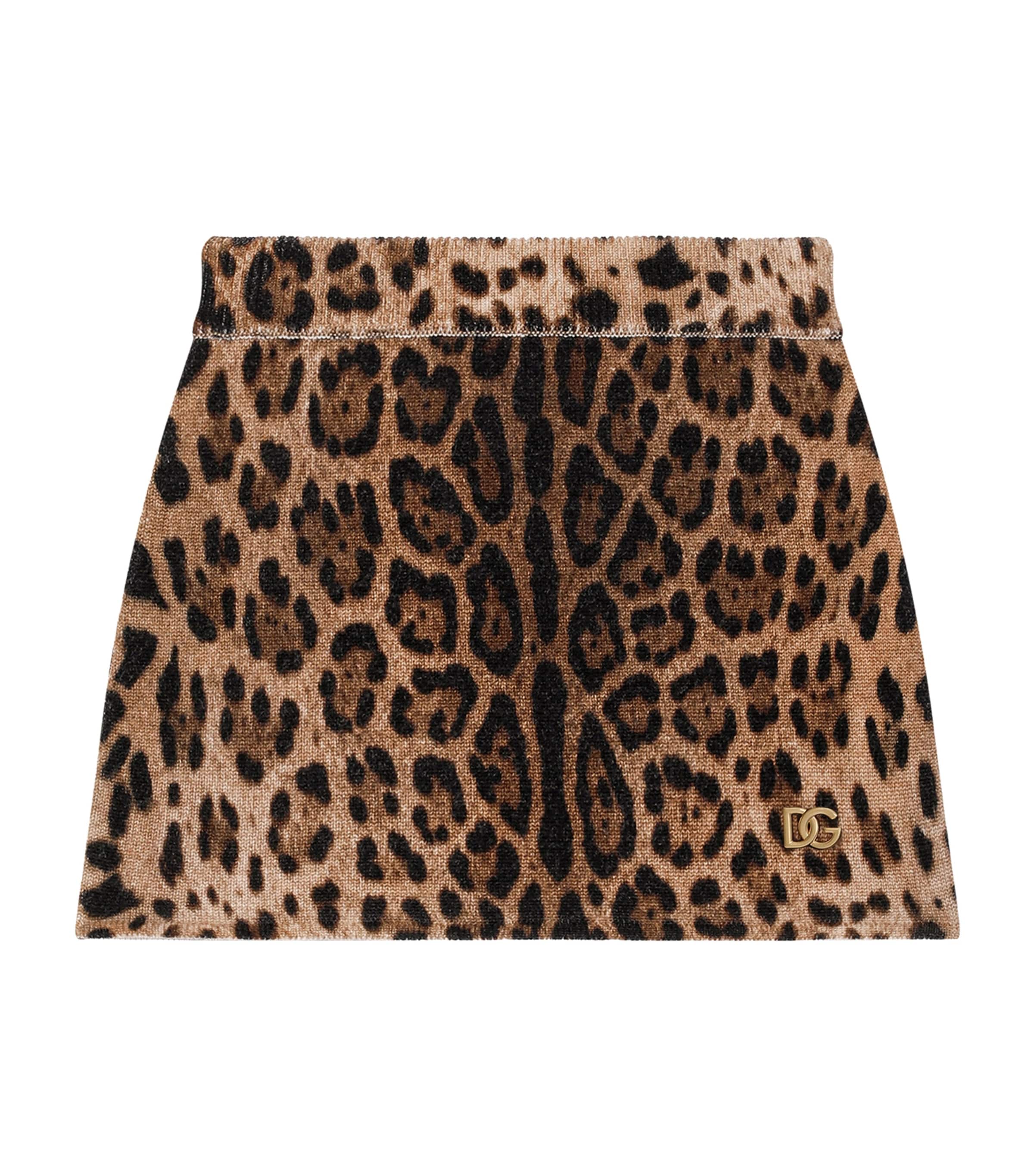 Dolce&Gabbana Kids Virgin Wool Leopard Print Skirt (8-12+ Years) Leo New Image 1