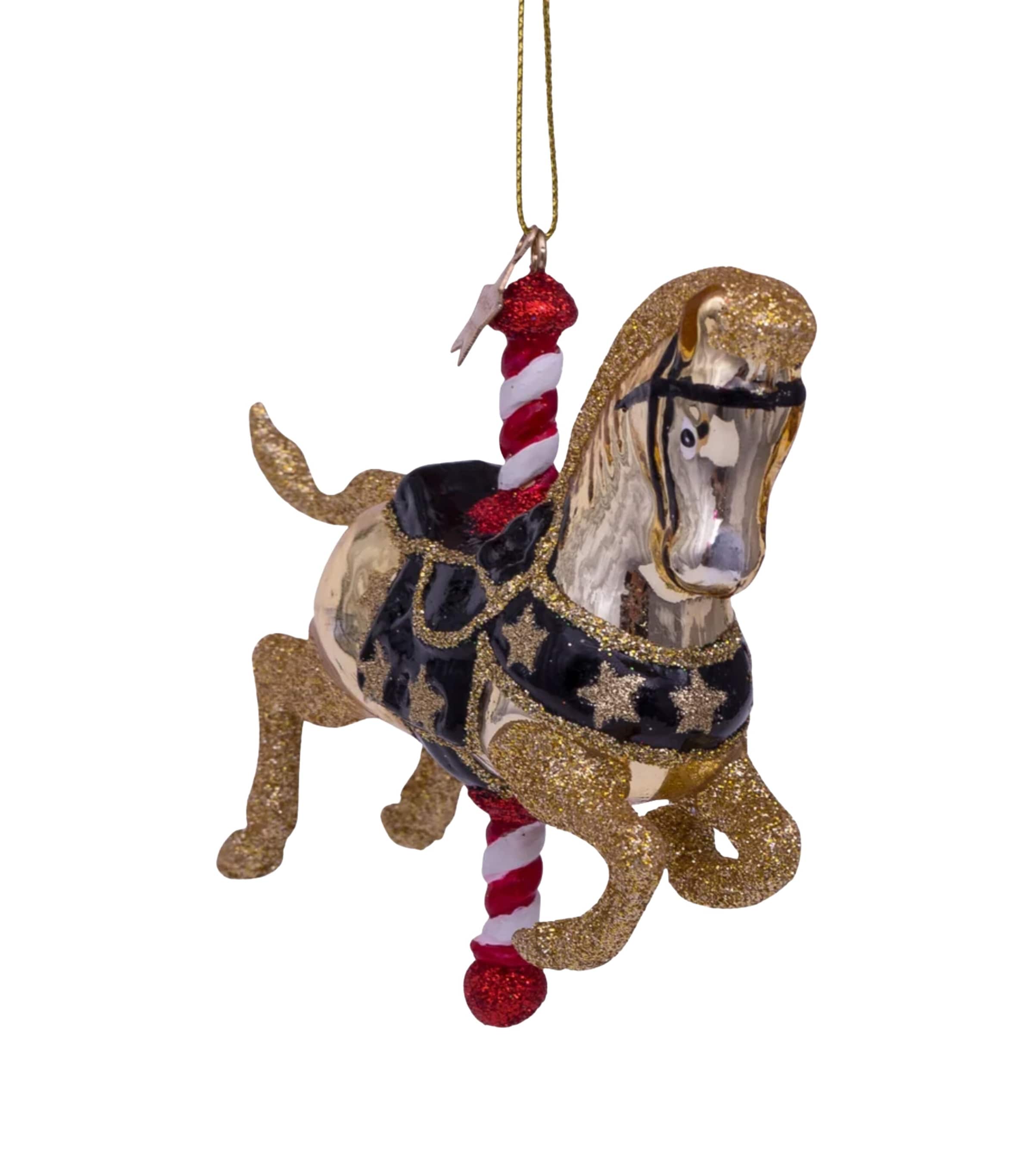 Harrods Carousel Horse Tree Decoration Gold Image 2