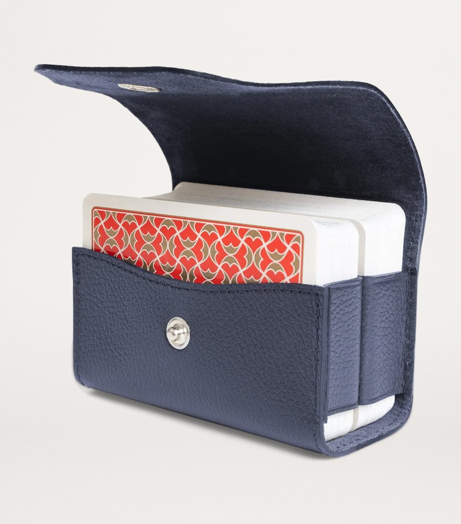 Leather Double Playing Cards Case MARINE BLUE Image 2