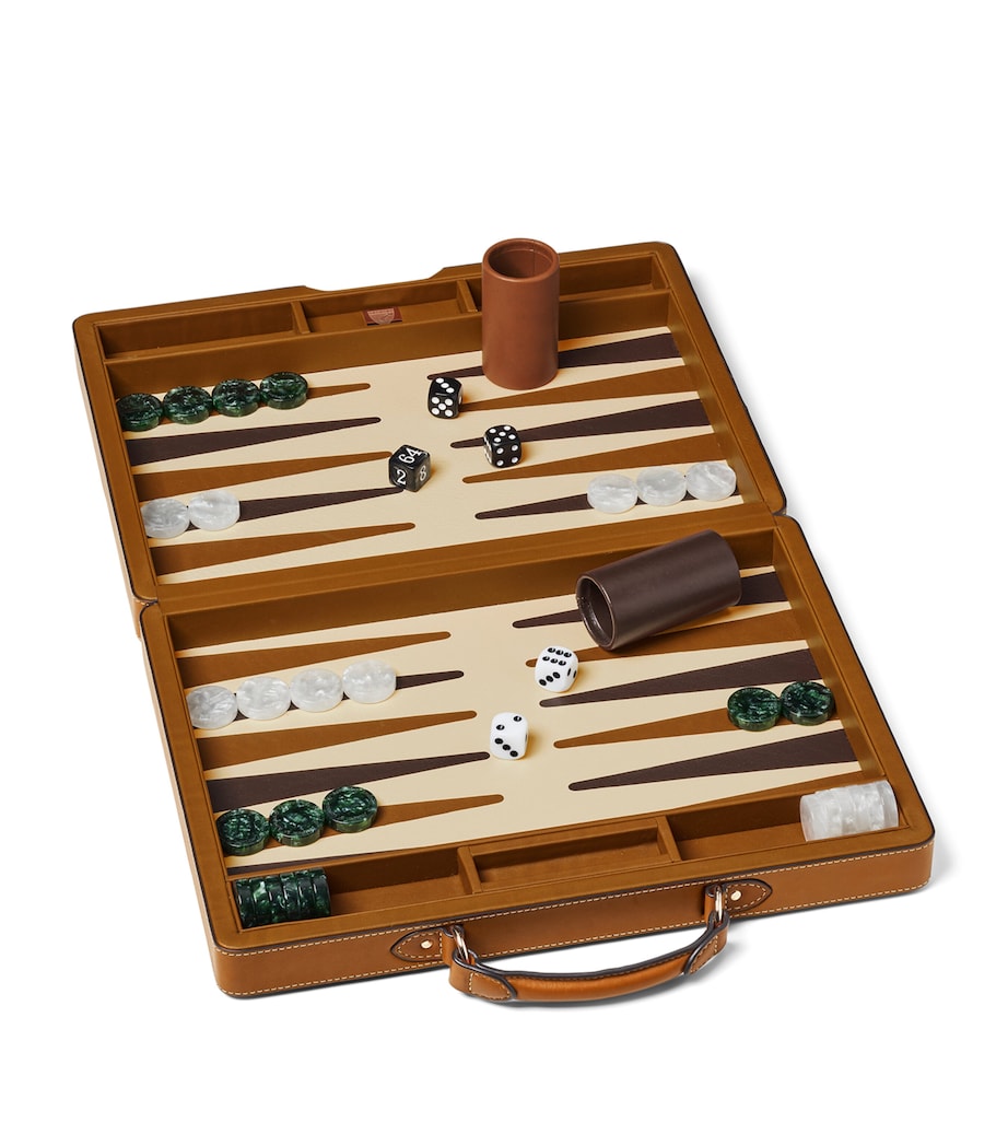 Leather and Raffia Backgammon Set NEUTRAL Image 3