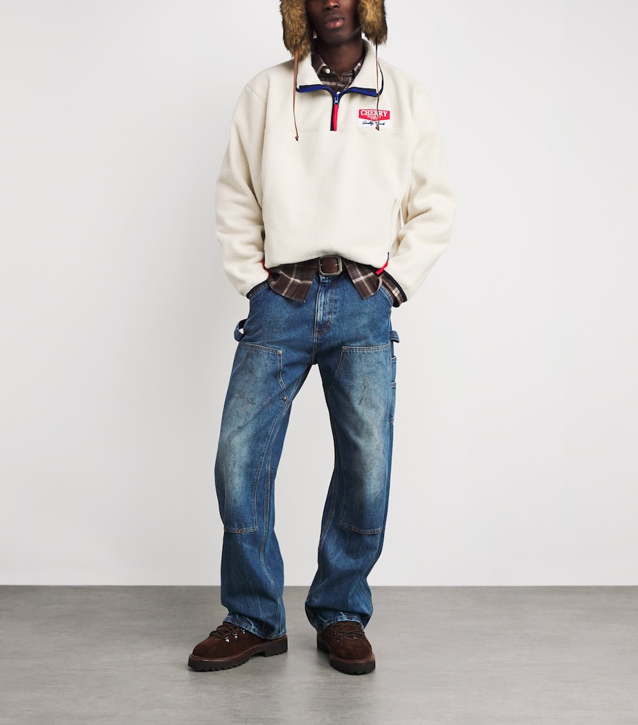 Fleece Half-Zip Sweatshirt CREAM W/ NAVY Image 2