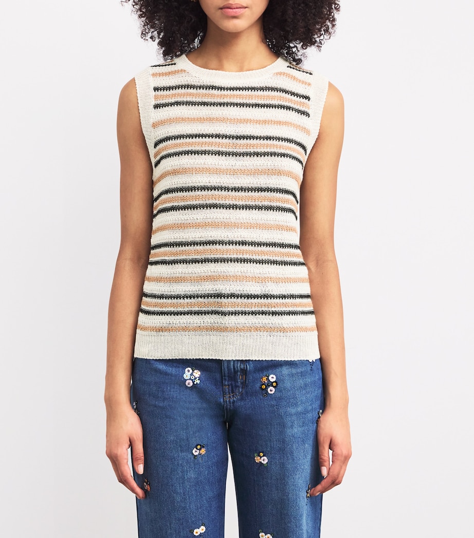 Linen Striped Sweater Vest DESERT Image 3