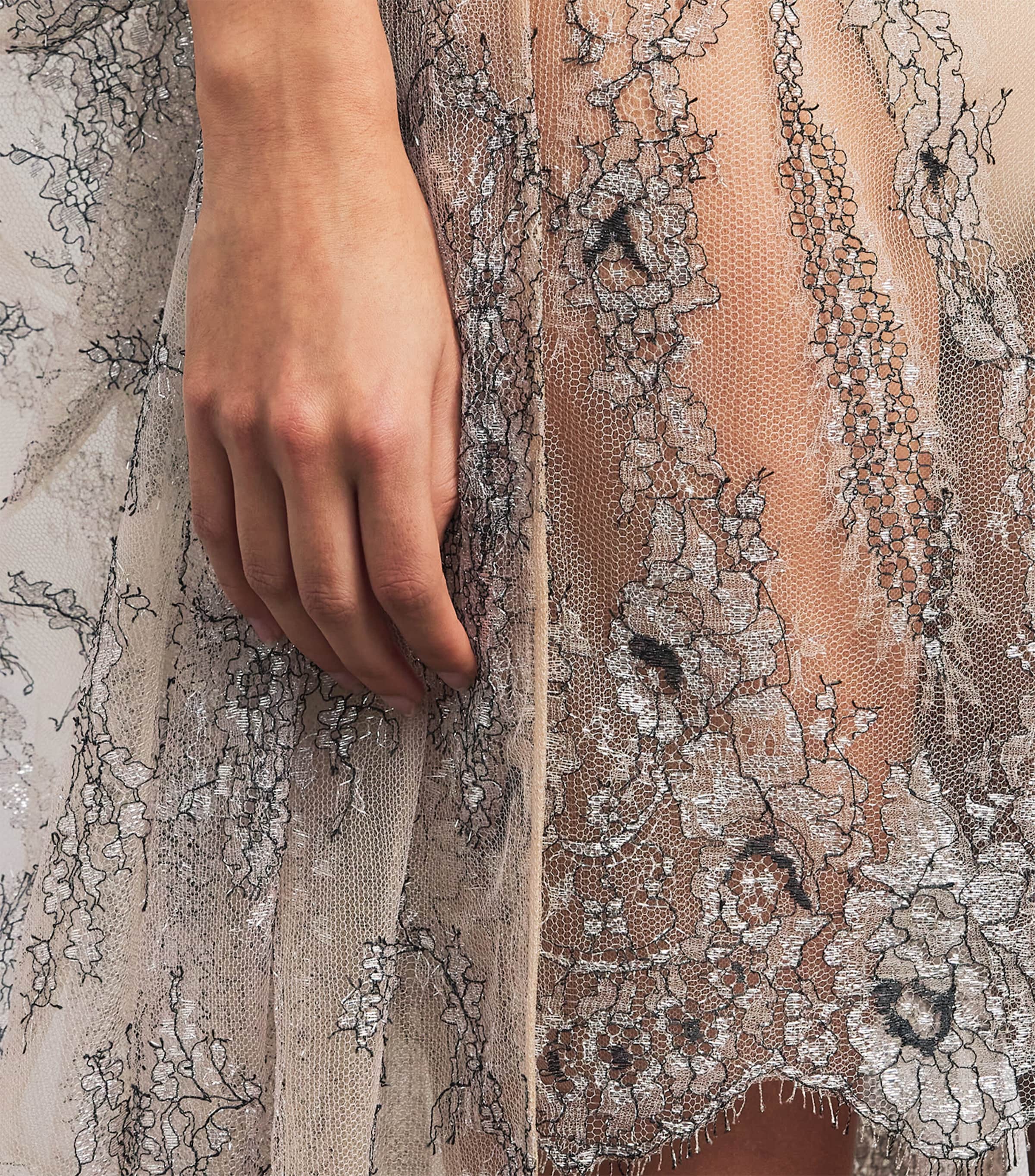 Embroidered Mini Nightdress NUDE/SILVER/BLACK Image 6