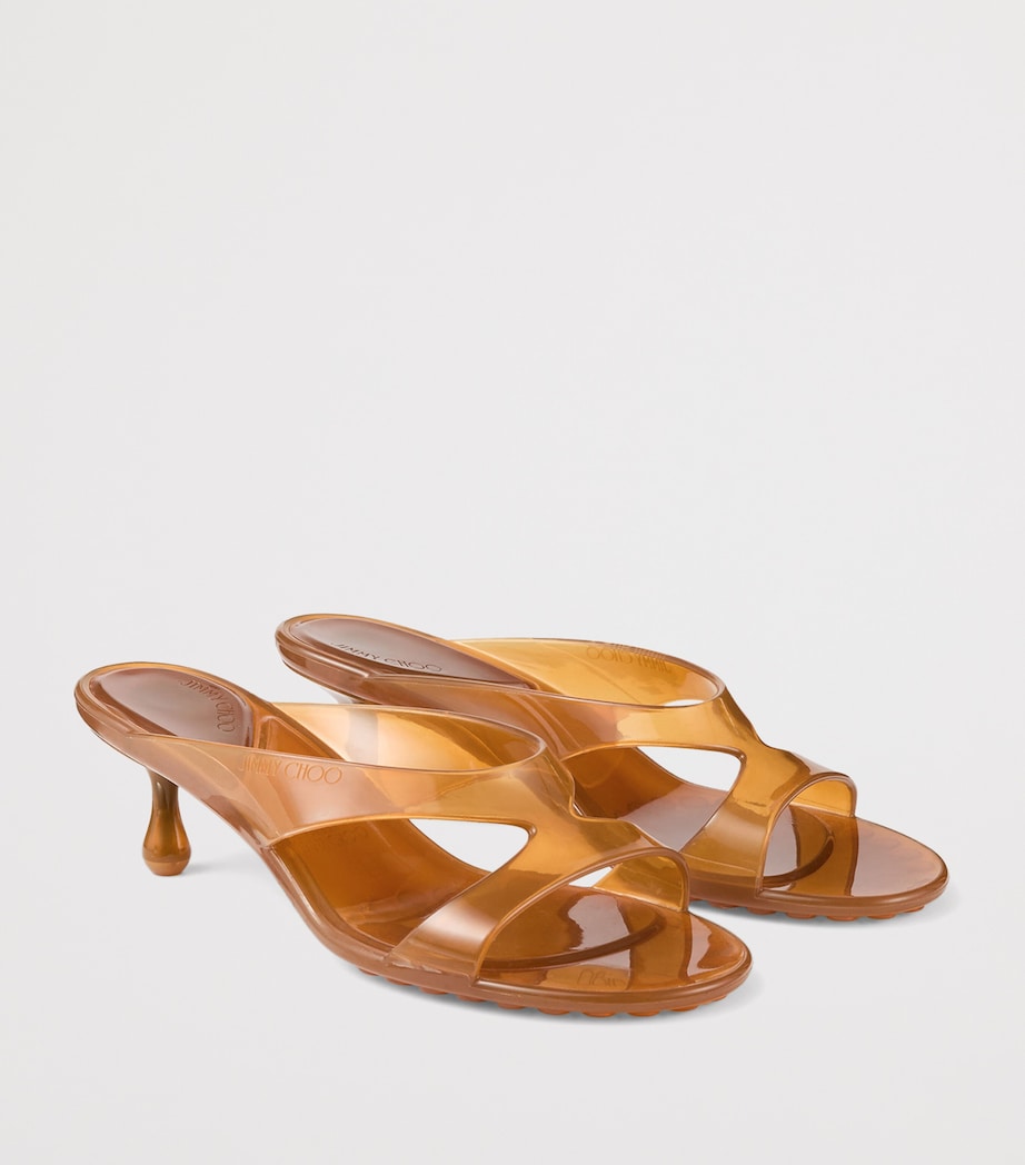 Jimmy Choo Jelly Drop 50 Glitter Heeled Mules Amber Image 3