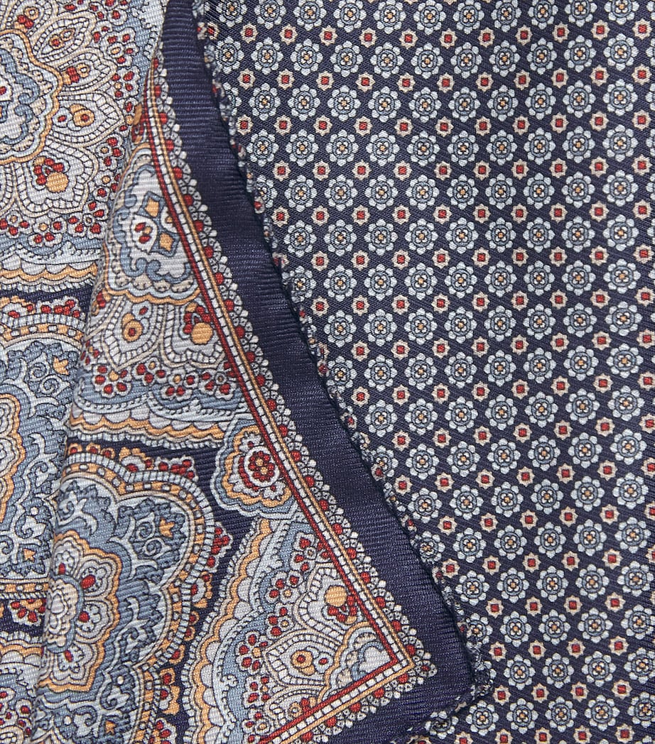Eton Reversible Jacquard Pocket Square Navy Blue Image 3