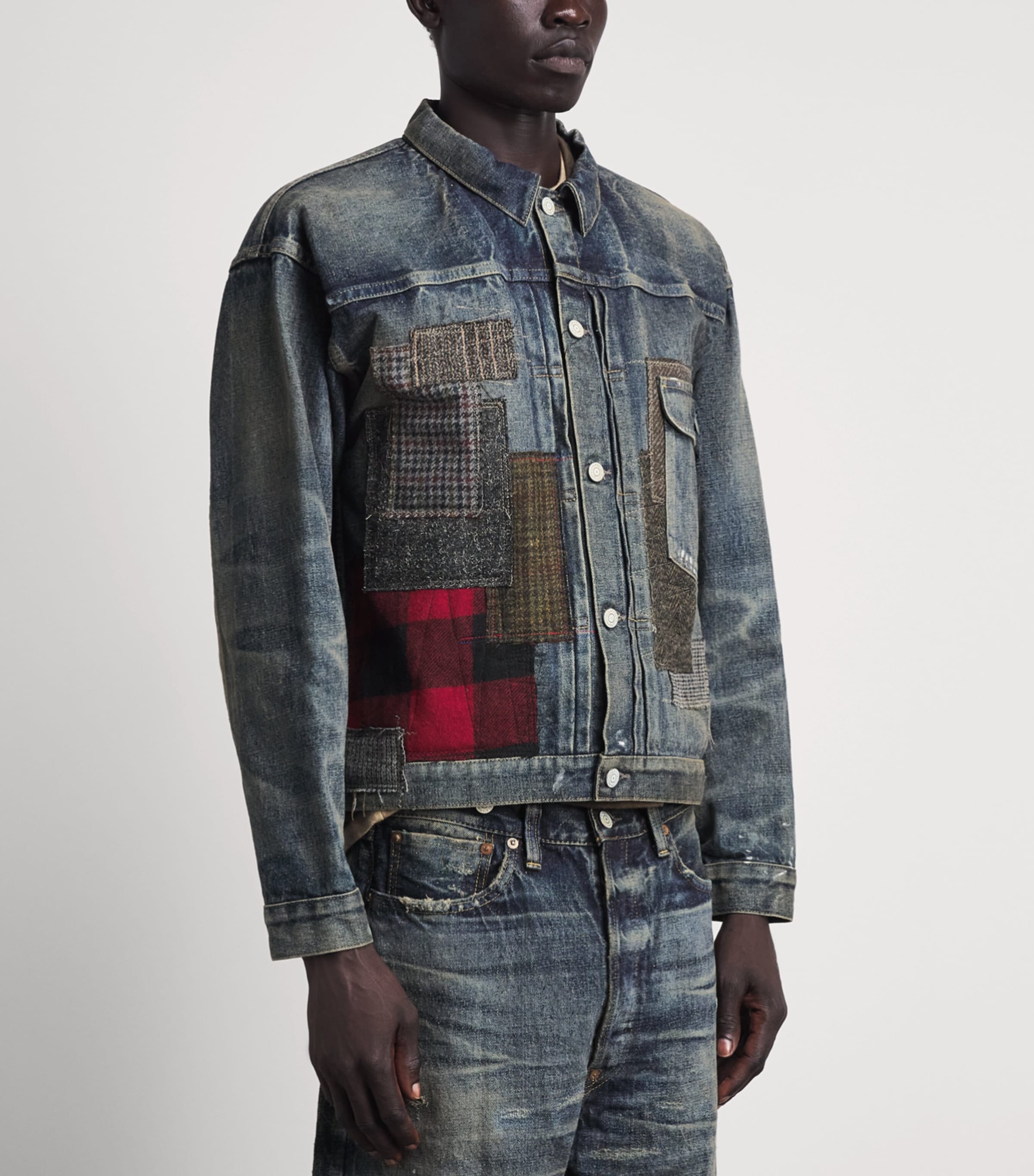 Junya Watanabe MAN Mens Patchwork Denim Jacket Indigo X Mix Image 4