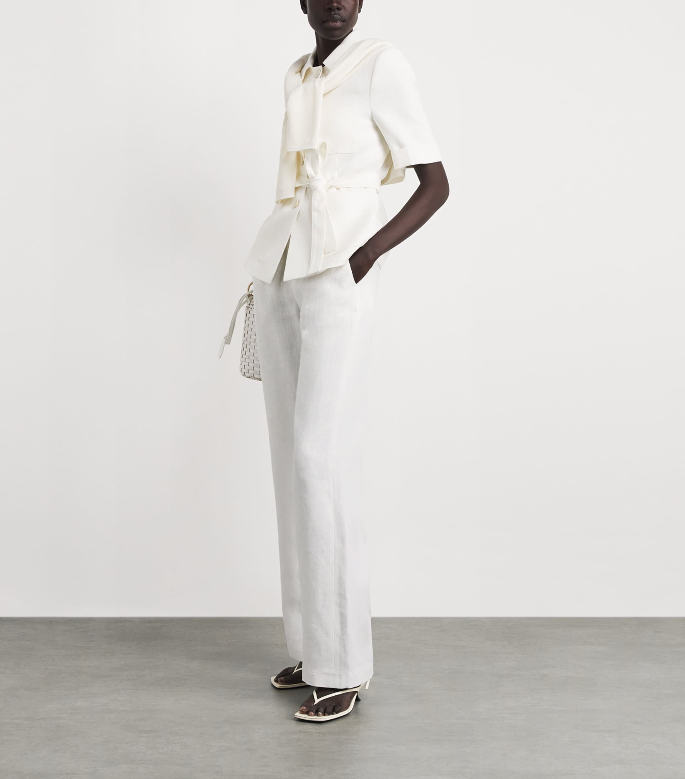 Eleventy Linen Elasticated Trousers Bianco Image 2