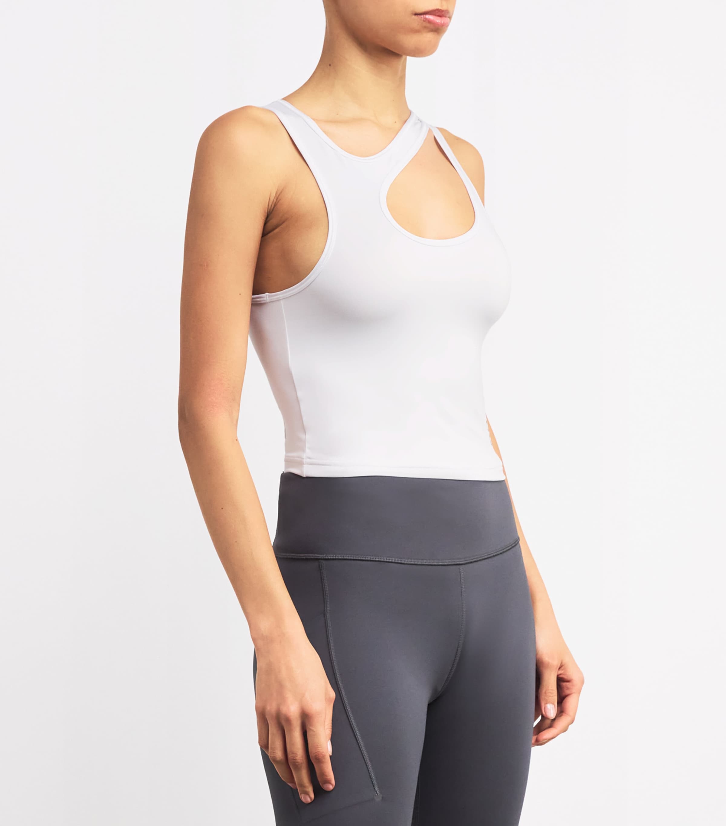 Studio Cut-Out Crop Top WHITE Image 3
