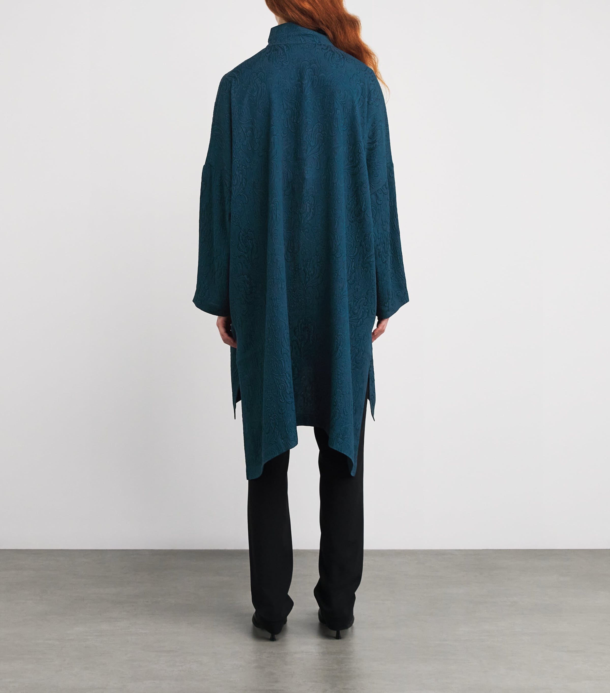 Silk Stand-Collar Shirt TEALDARK Image 4