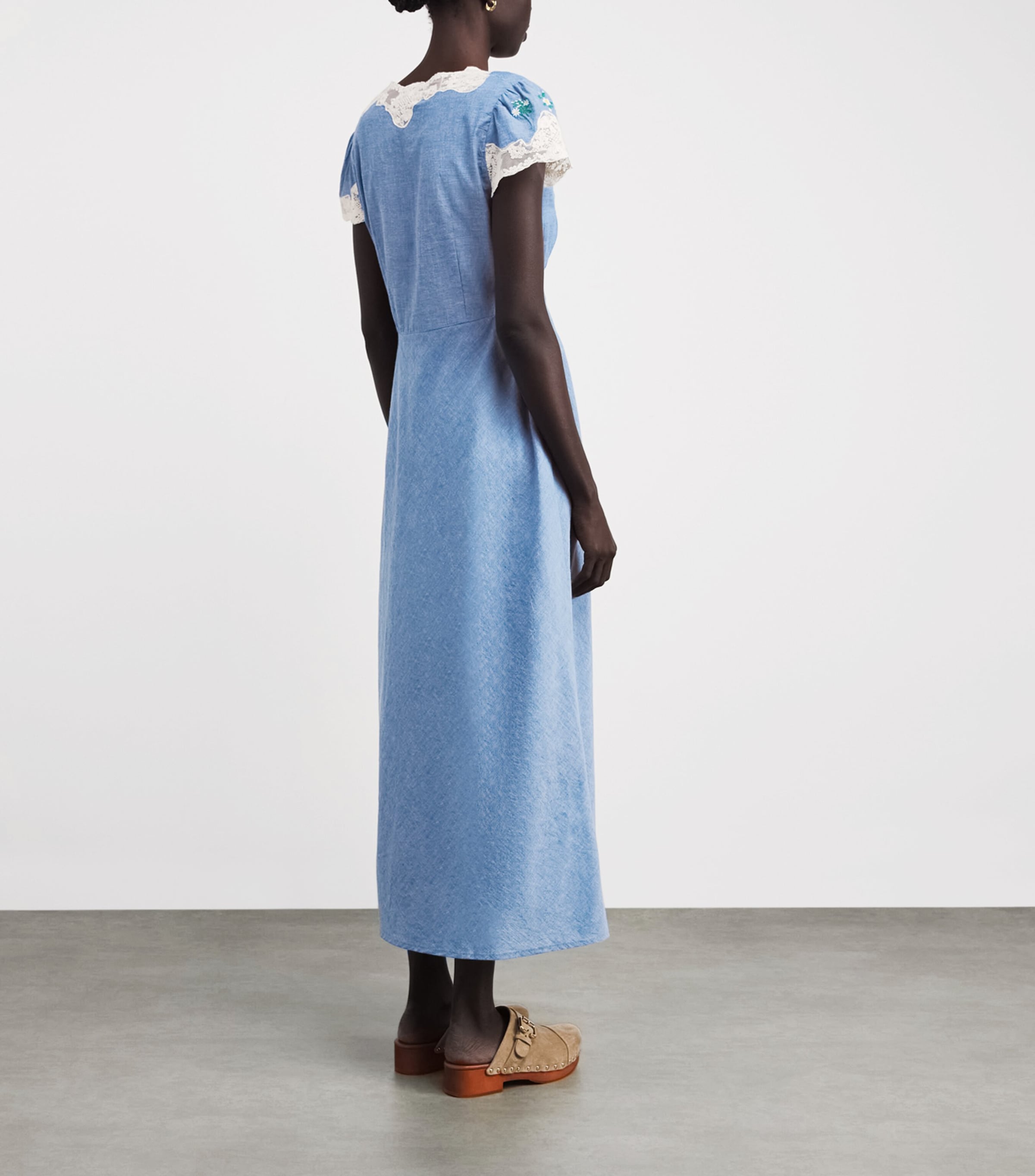 Embroidered Amari Bud Midi Dress BUD EMB BLUE Image 3