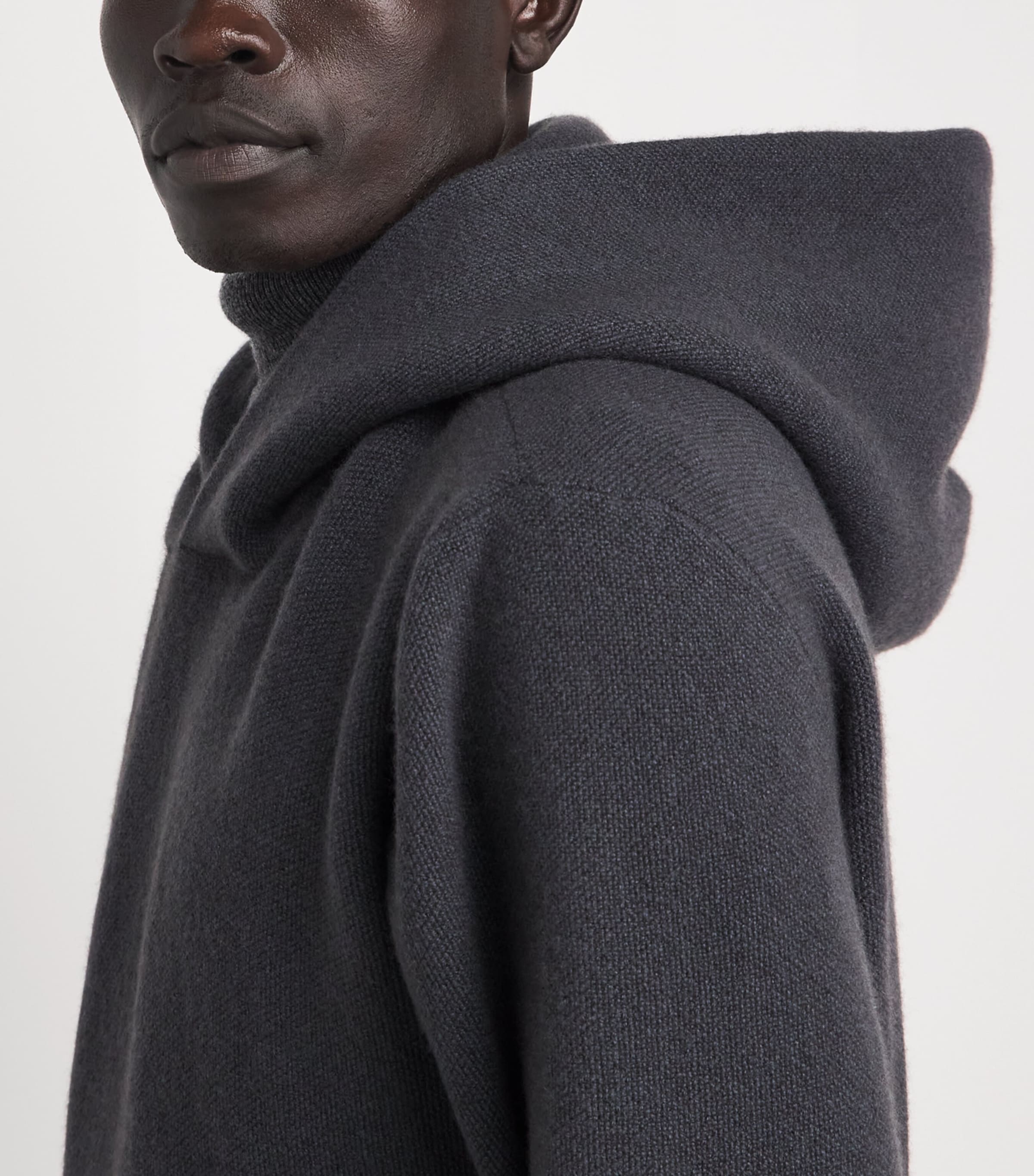 Lemaire Mens Stretch-Cashmere Oversized Hoodie Stone Image 3