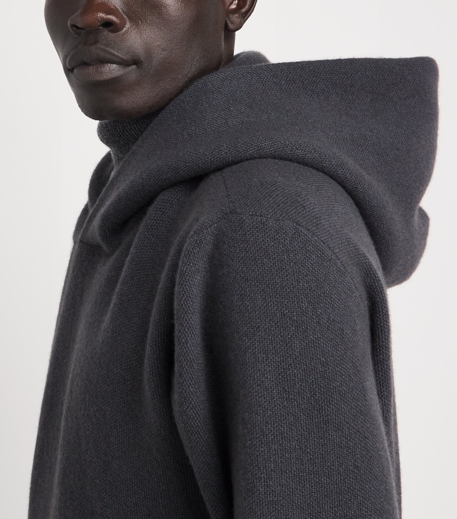 Lemaire Mens Stretch-Cashmere Oversized Hoodie Stone Image 3