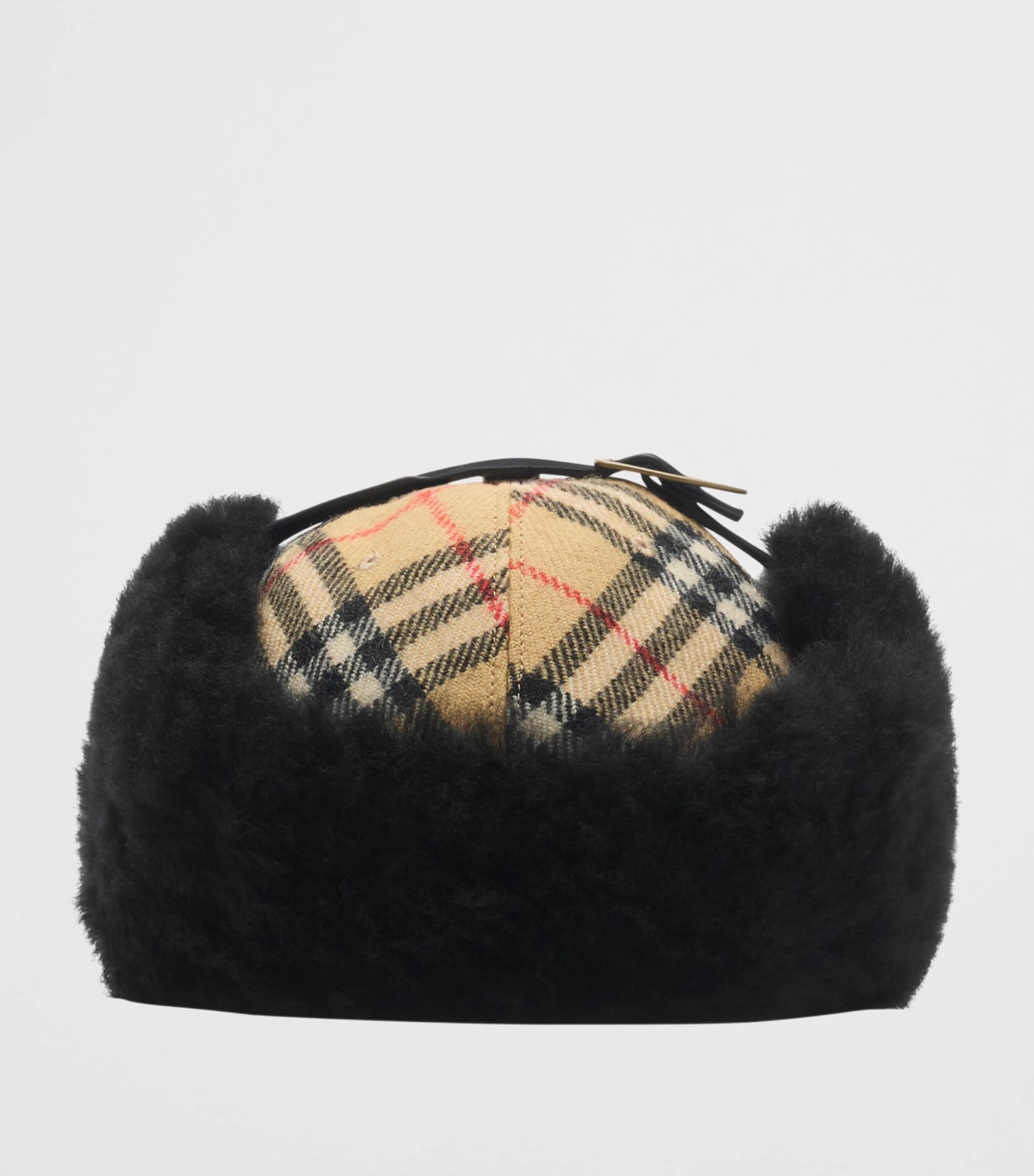 Wool Check Trapper Cap SAND IP CHECK Image 3