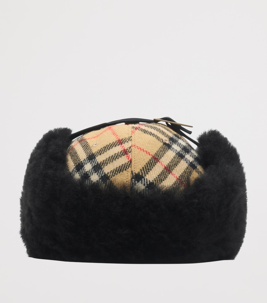 Wool Check Trapper Cap SAND IP CHECK Image 3