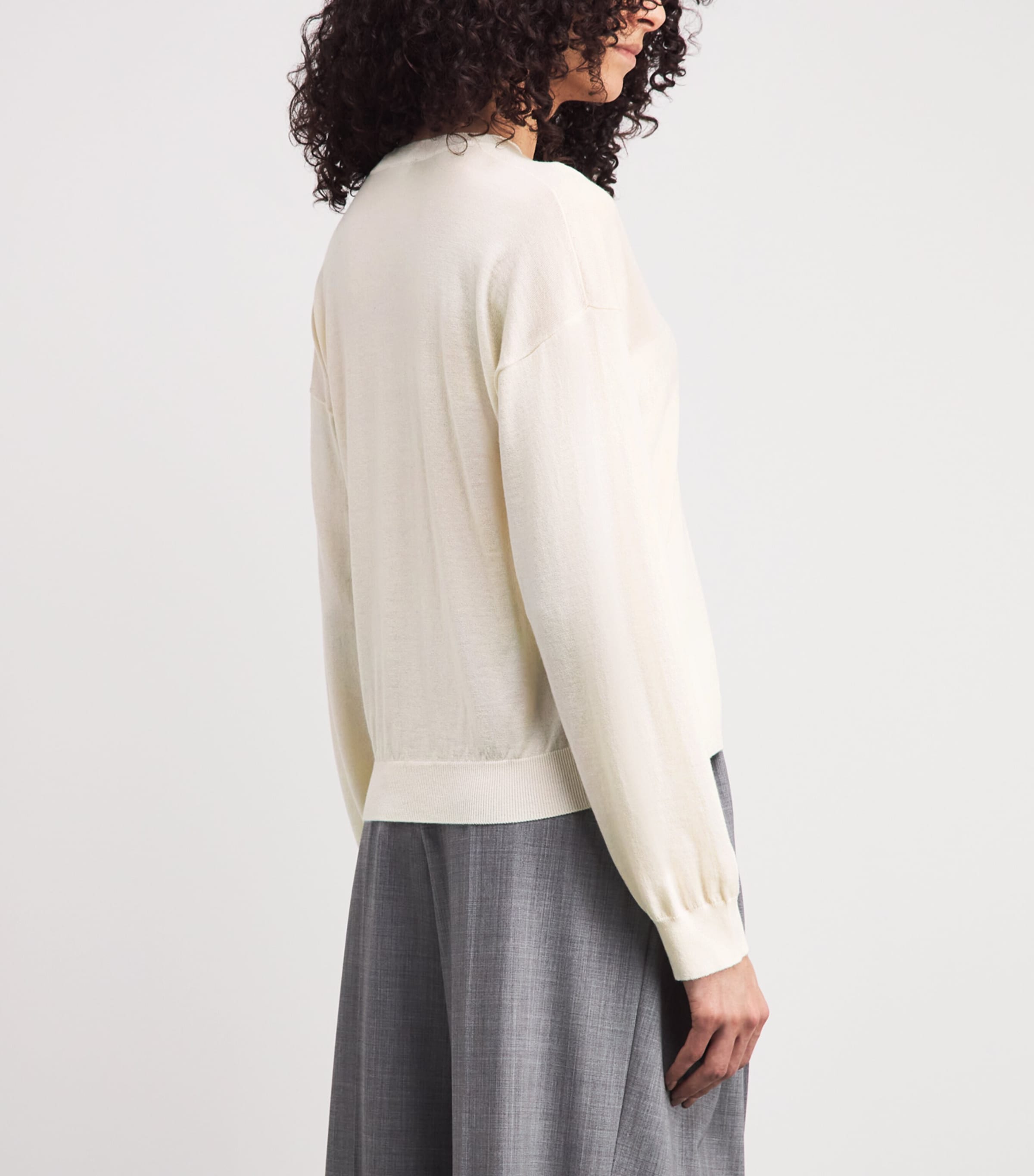 Fabiana Filippi Womens Wool-Cotton V-Neck Sweater Burro Image 5