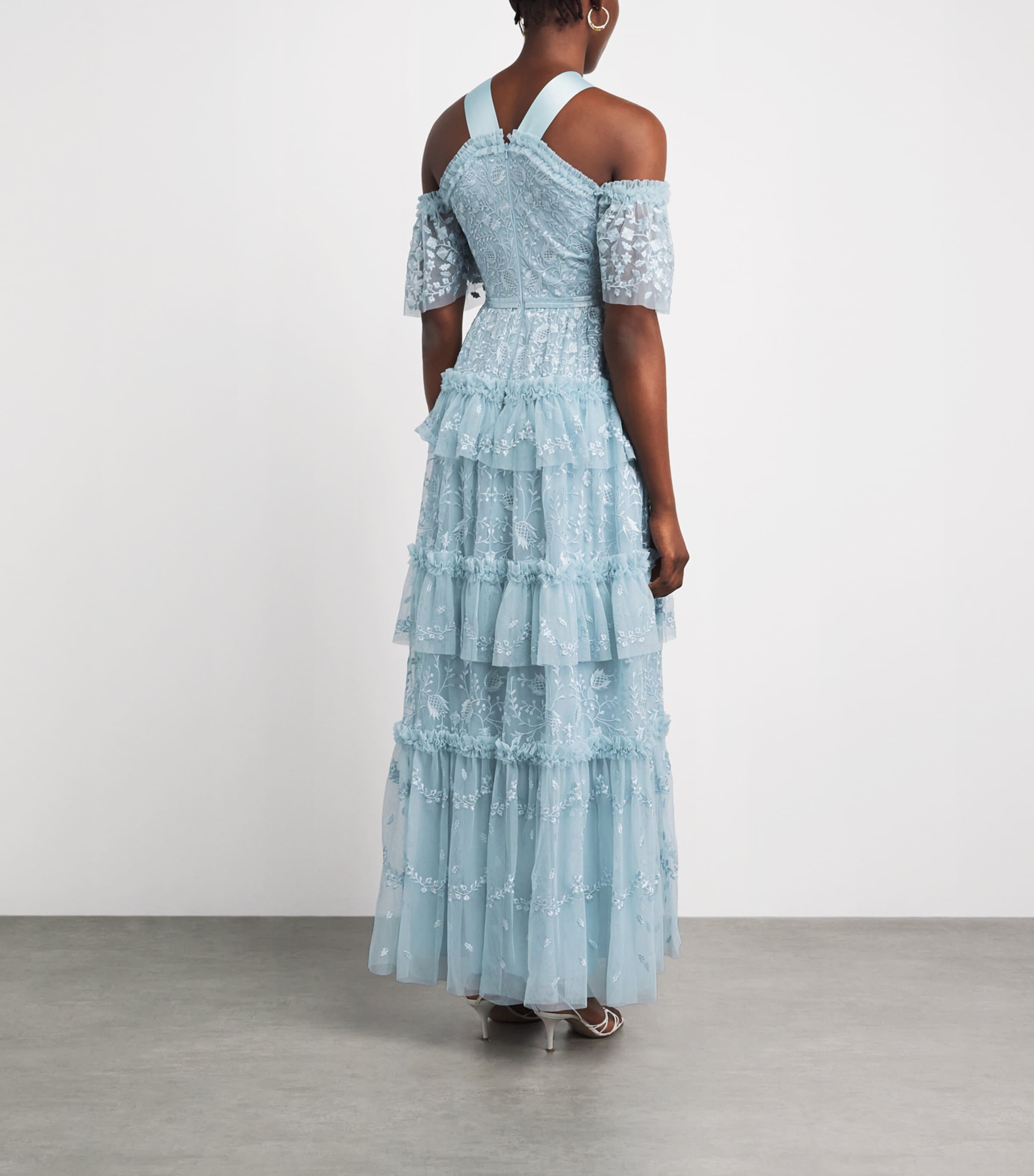 Needle & Thread Womens Tulle Embroidered Primrose Gown Aqa Aqua Image 4