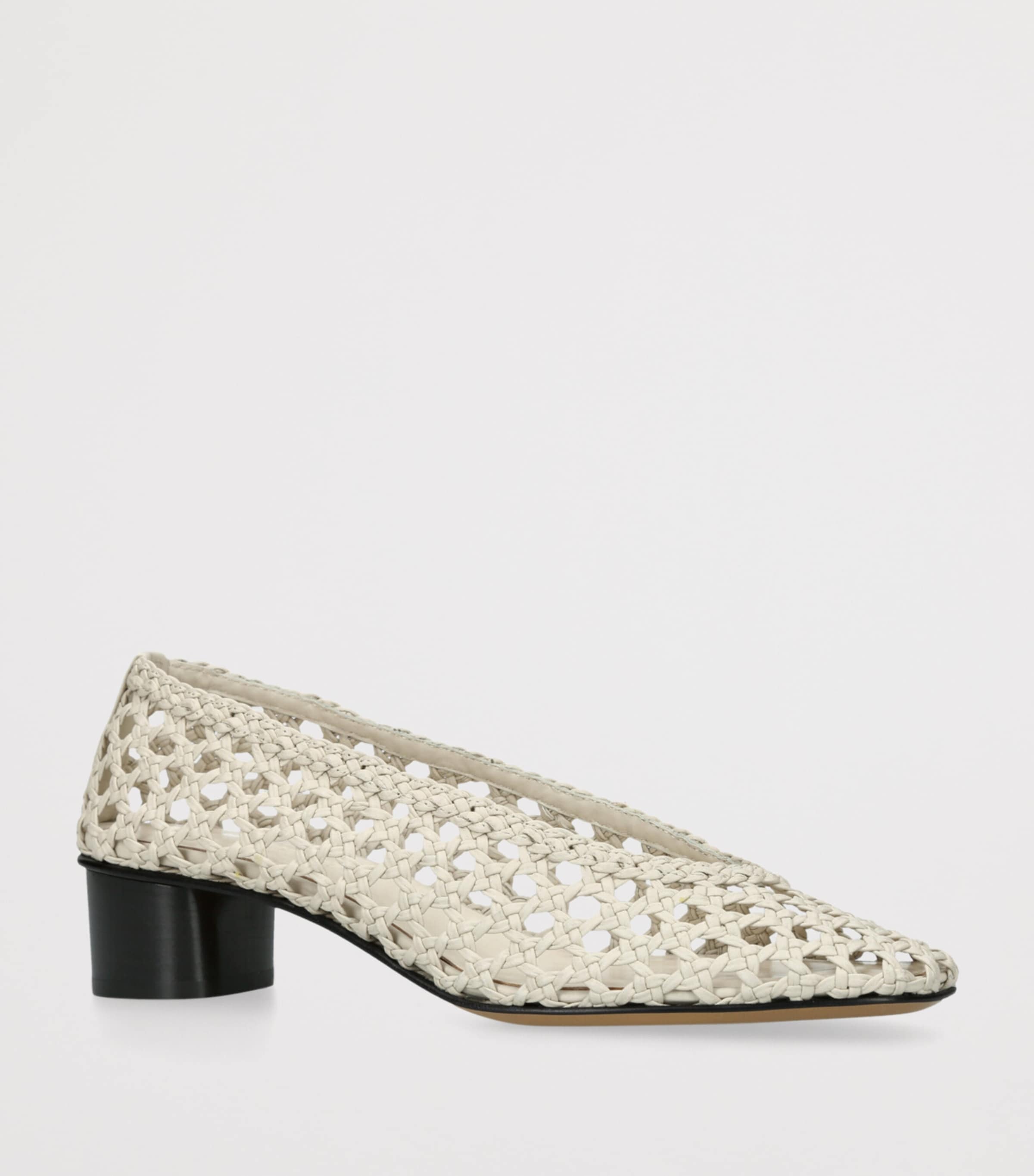 Leather Woven Pumps 40 BEIGE Image 3