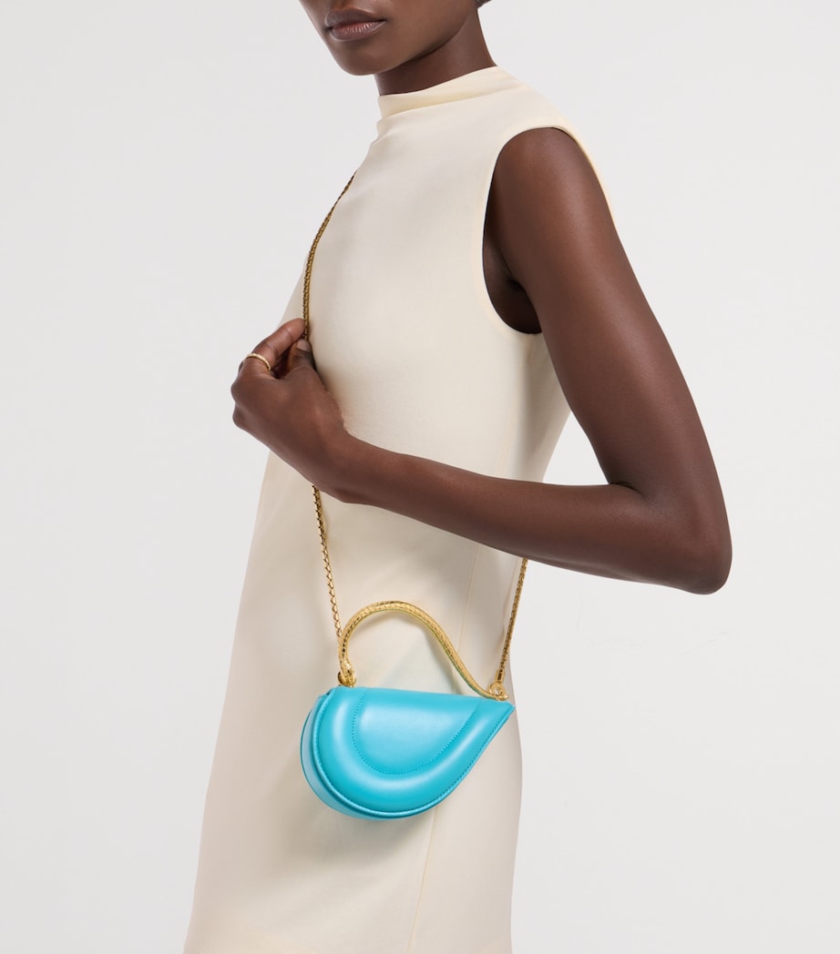 Bvlgari Mini Leather Serpenti Cuoricino Top-Handle Bag Turquoise Image 3