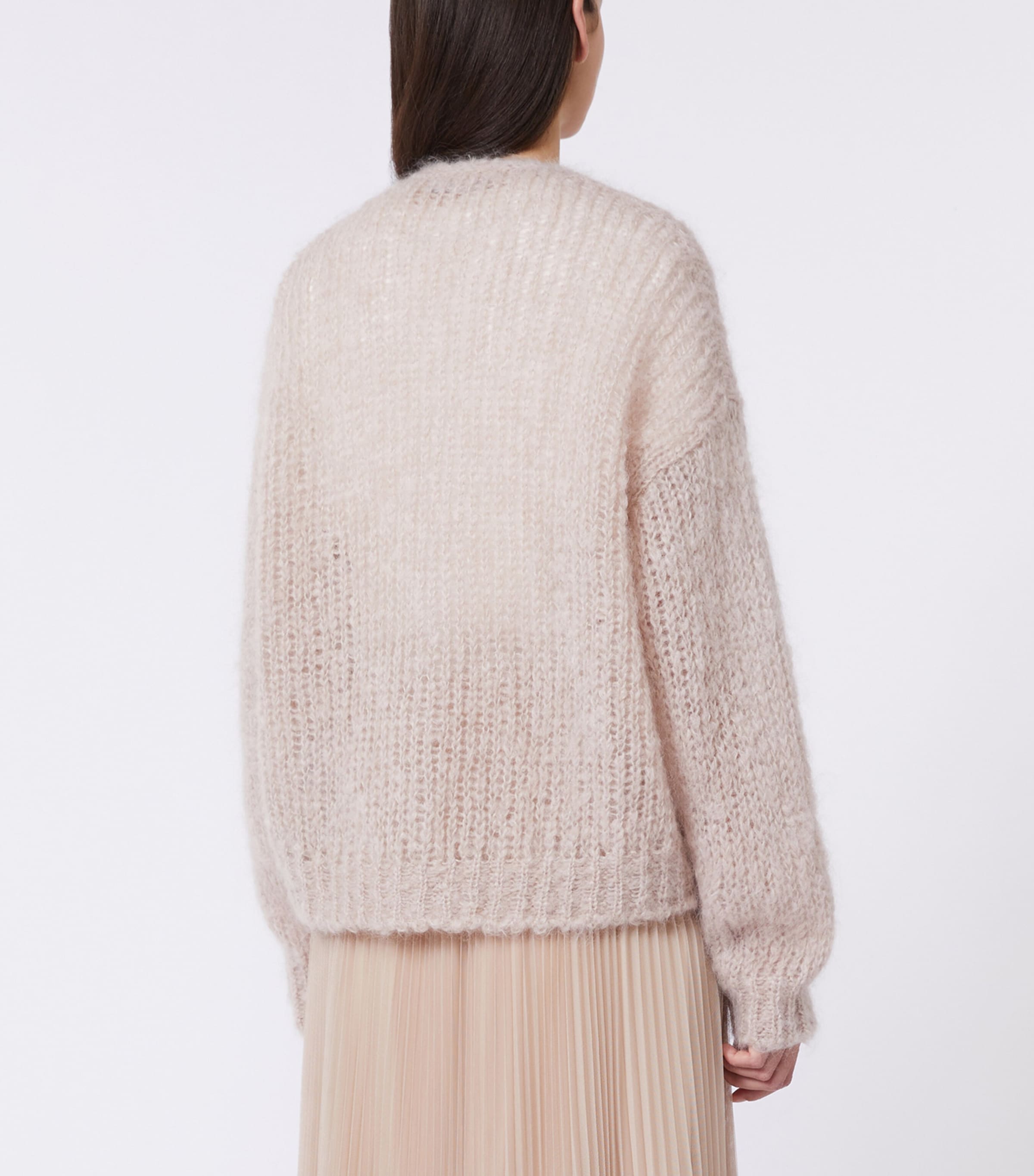Weekend Max Mara Womens Mohair-Wool-Blend V-Neck Cardigan Sand Image 3