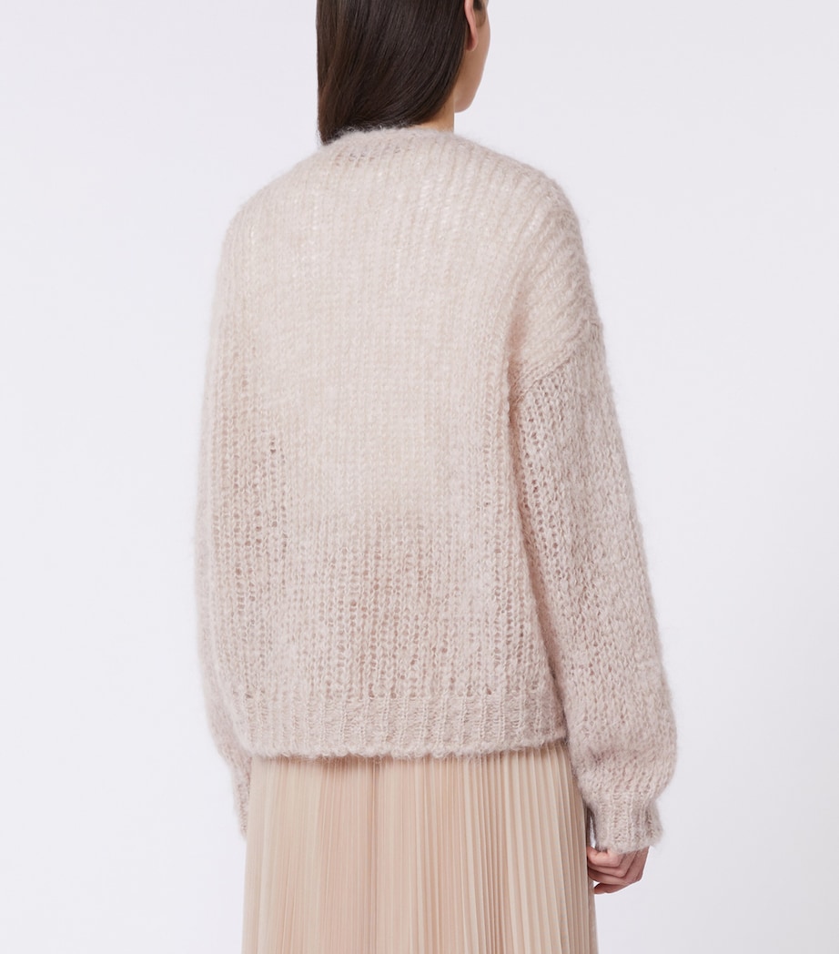 Weekend Max Mara Womens Mohair-Wool-Blend V-Neck Cardigan Sand Image 3