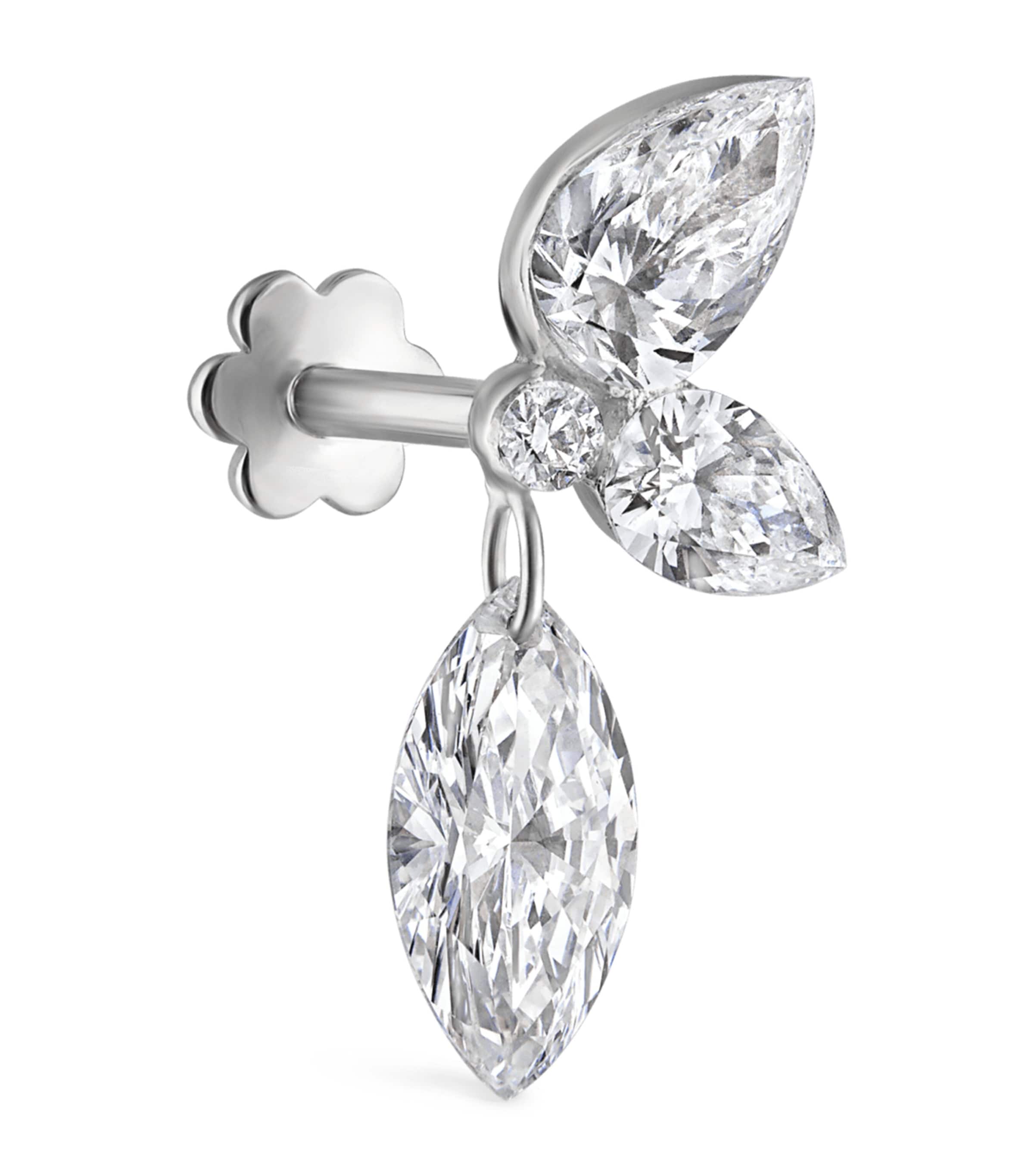 Maria Tash Grand Marquise Pear Diamond Echo Earring (Direction A, 13.7mm) White Gold