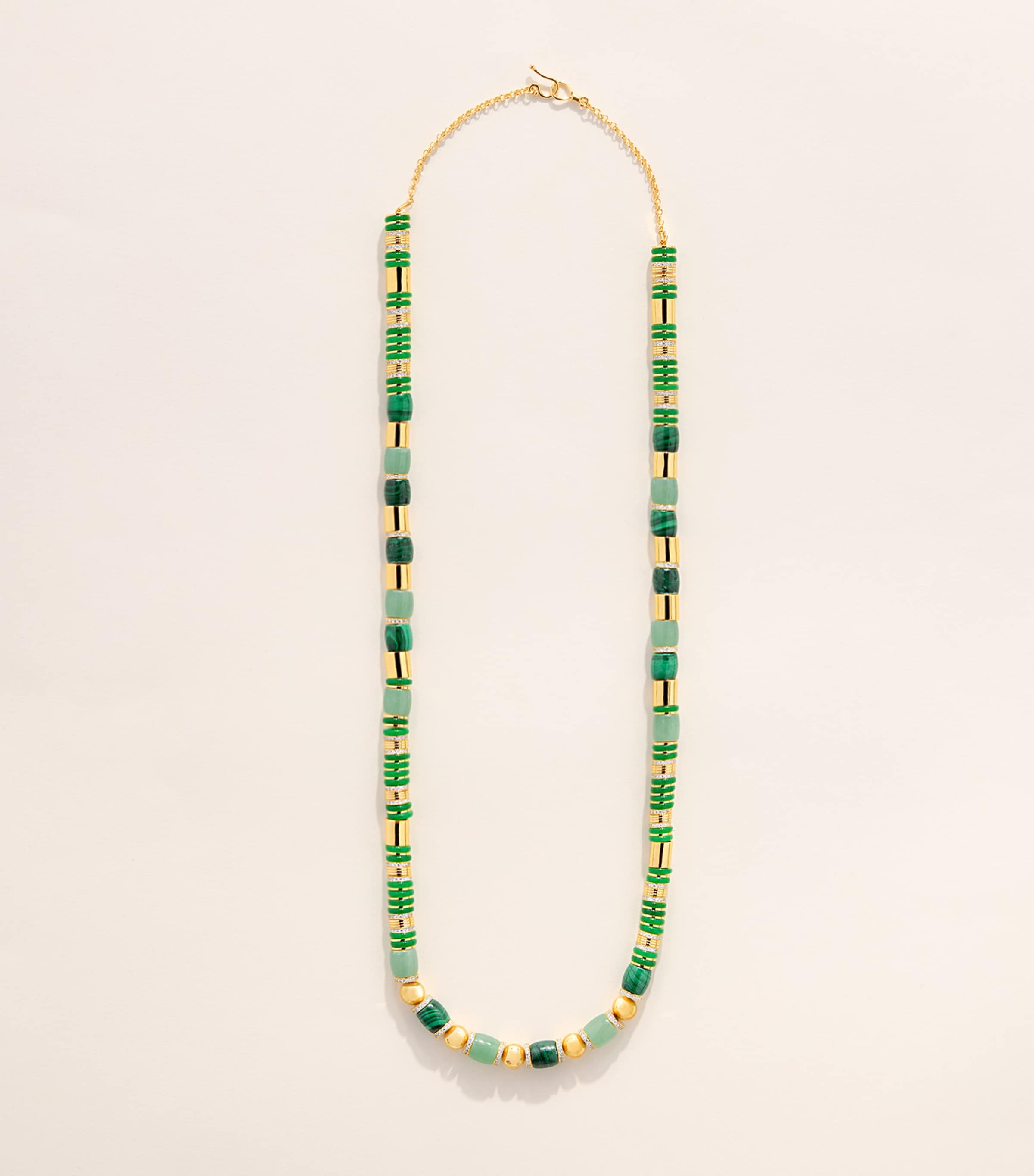 Eddie Borgo Gold-Plated Jade, Malachite and Pavé Crystal Patch Necklace Malachite/new Jade Image 3